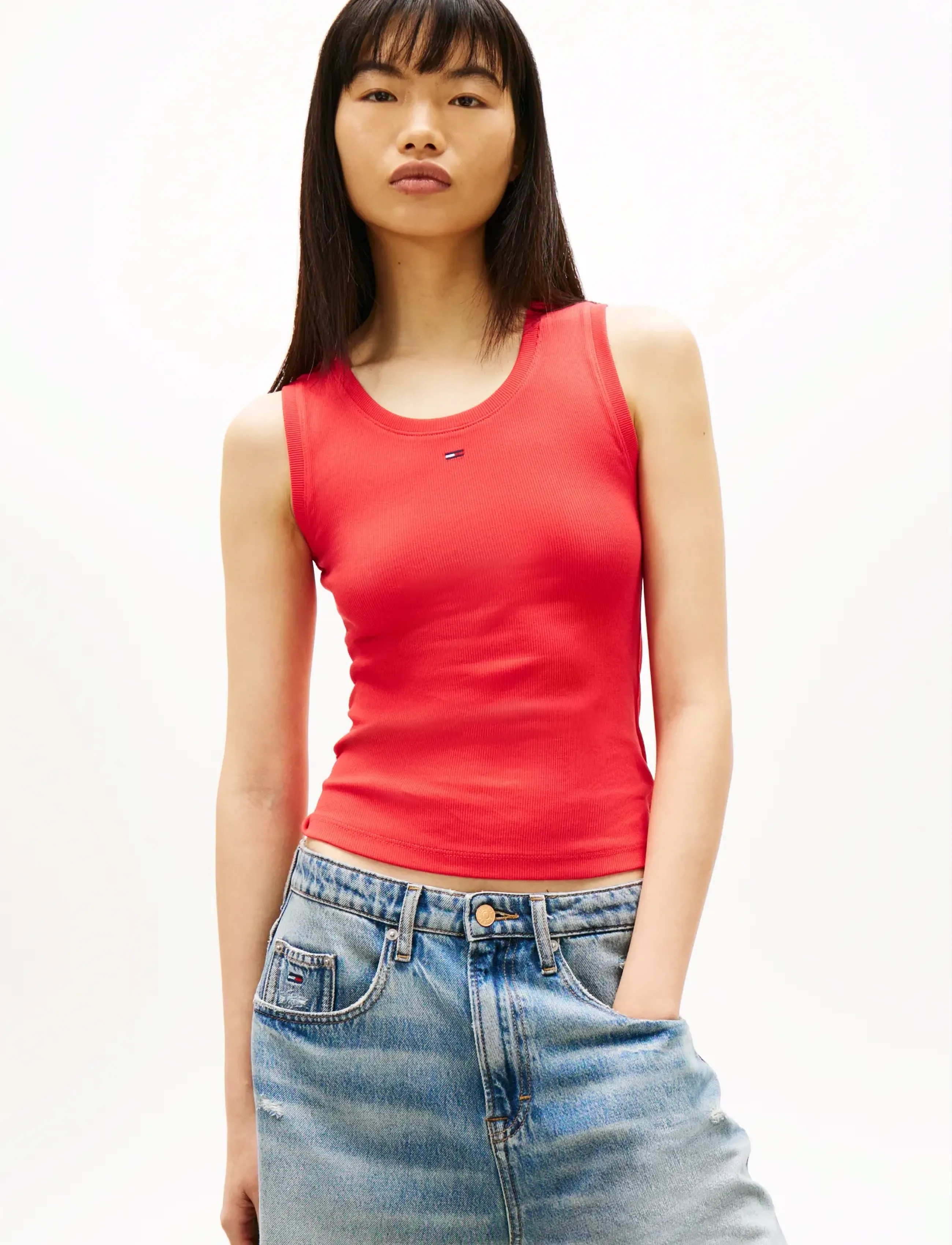 Tommy Jeans TJW ESSENTIAL RIB TANK EXT - Tøj - RED ALERT / red