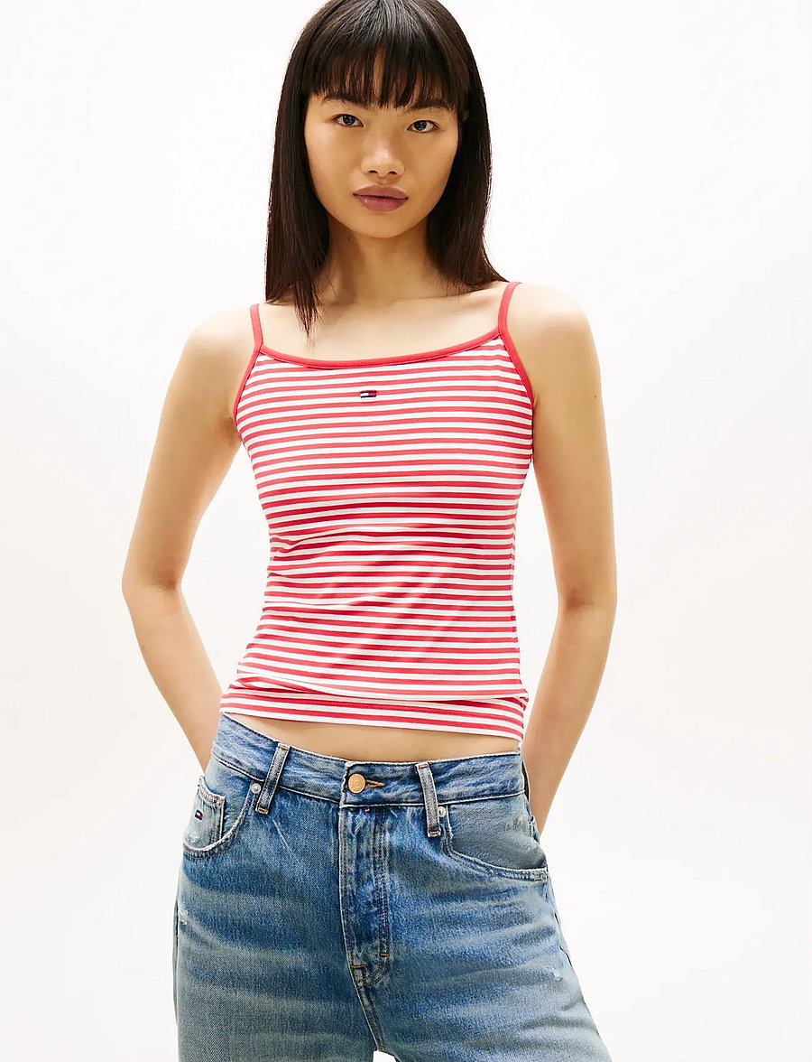 Tommy Jeans - TJW ESSENTIAL STRAP TOP EXT - Ärmellose tops - red alert stripe - 0