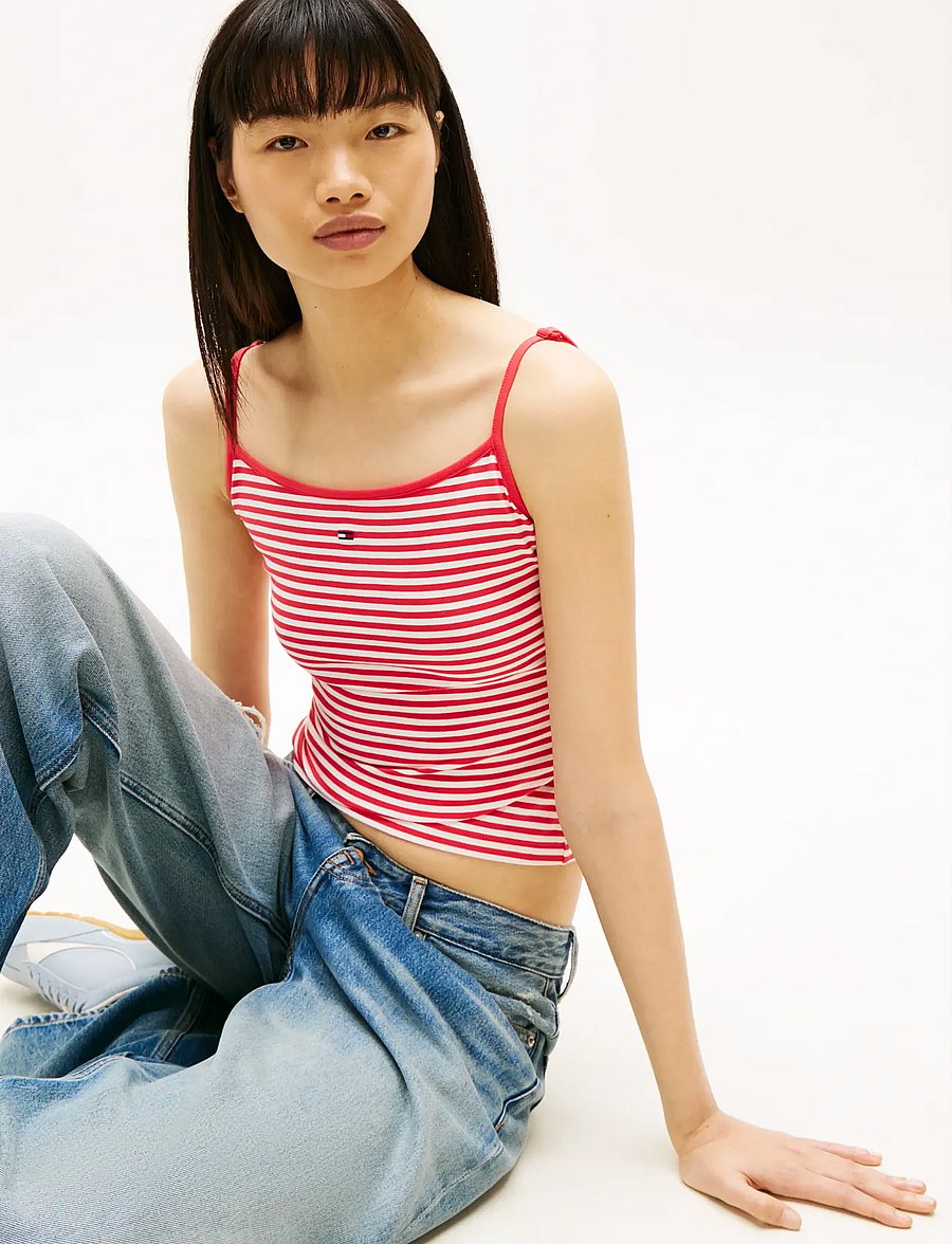 Tommy Jeans - TJW ESSENTIAL STRAP TOP EXT - Ärmellose tops - red alert stripe - 4