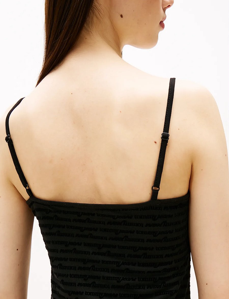 Tommy Jeans - TJW SCRIPT AOP MESH DRESS - minikleidid - black script aop - 3