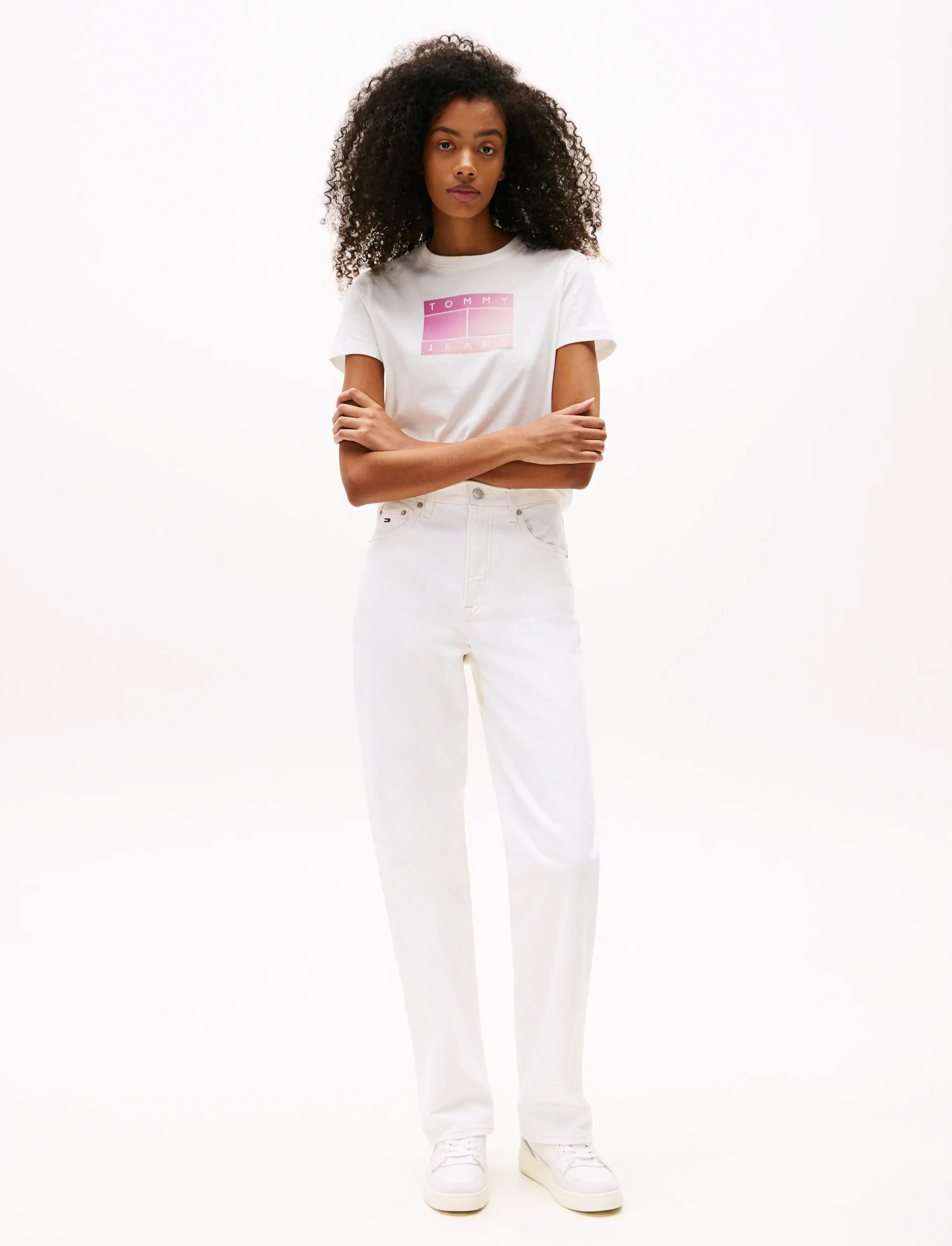 Tommy Jeans - TJW REG GRADIENT FLAG SS - t-shirts - ecru - 3