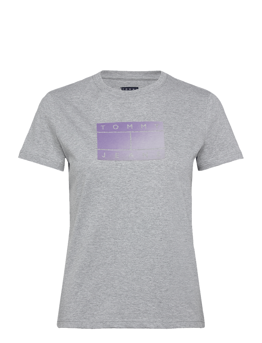 Tommy Jeans - TJW REG GRADIENT FLAG SS - t-shirts - grey htr - 1