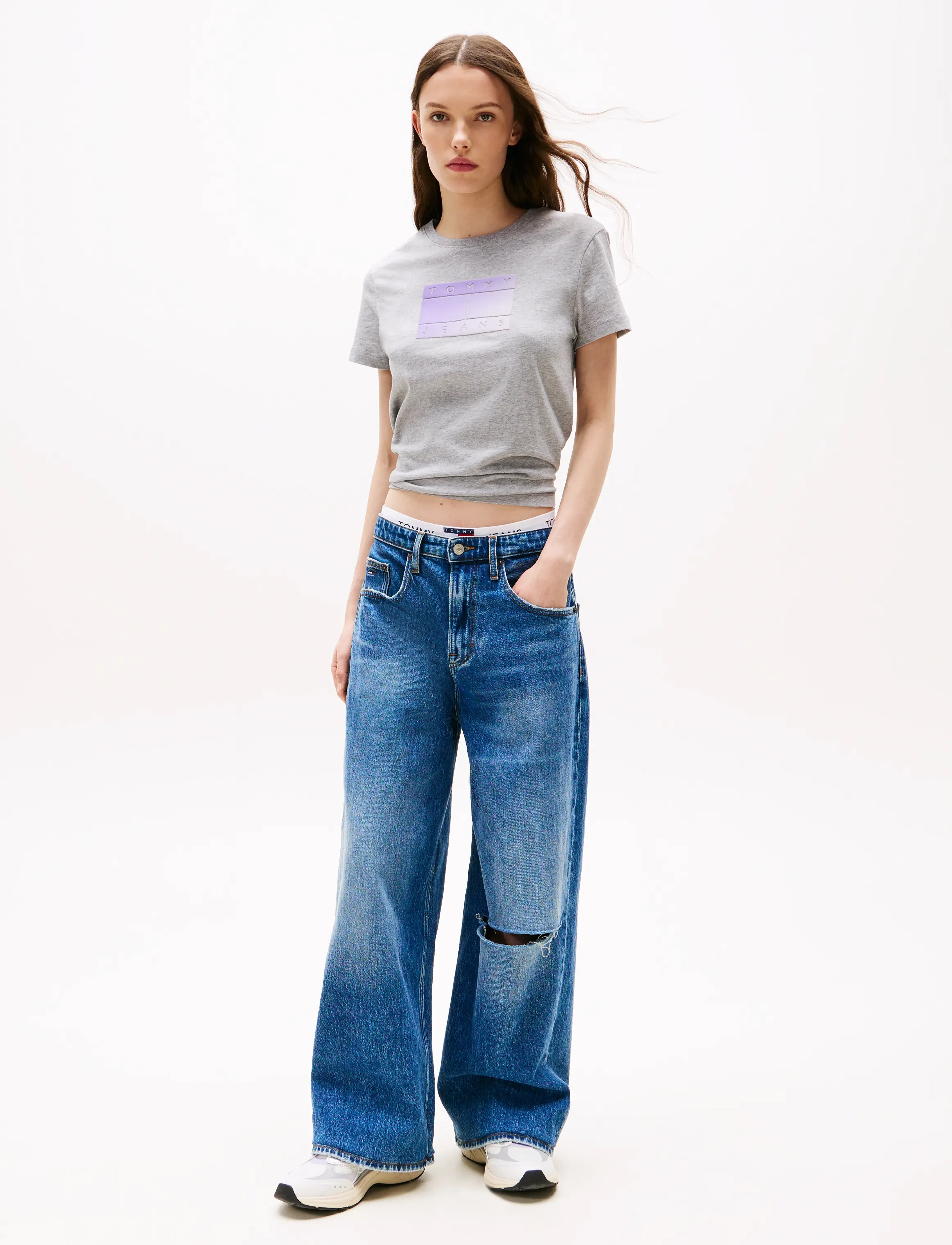 Tommy Jeans - TJW REG GRADIENT FLAG SS - t-särgid - grey htr - 3