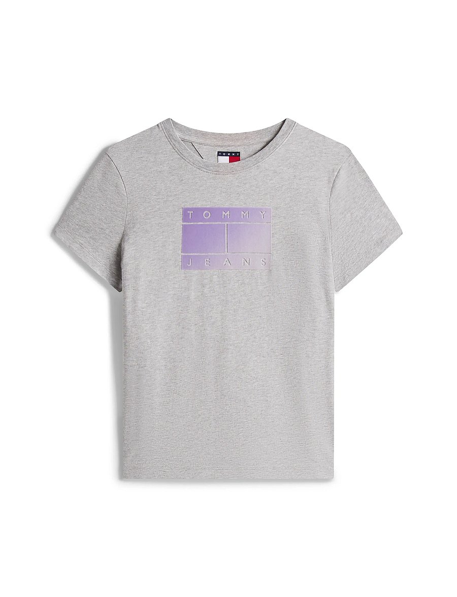 Tommy Jeans - TJW REG GRADIENT FLAG SS - t-shirts - grey htr - 5