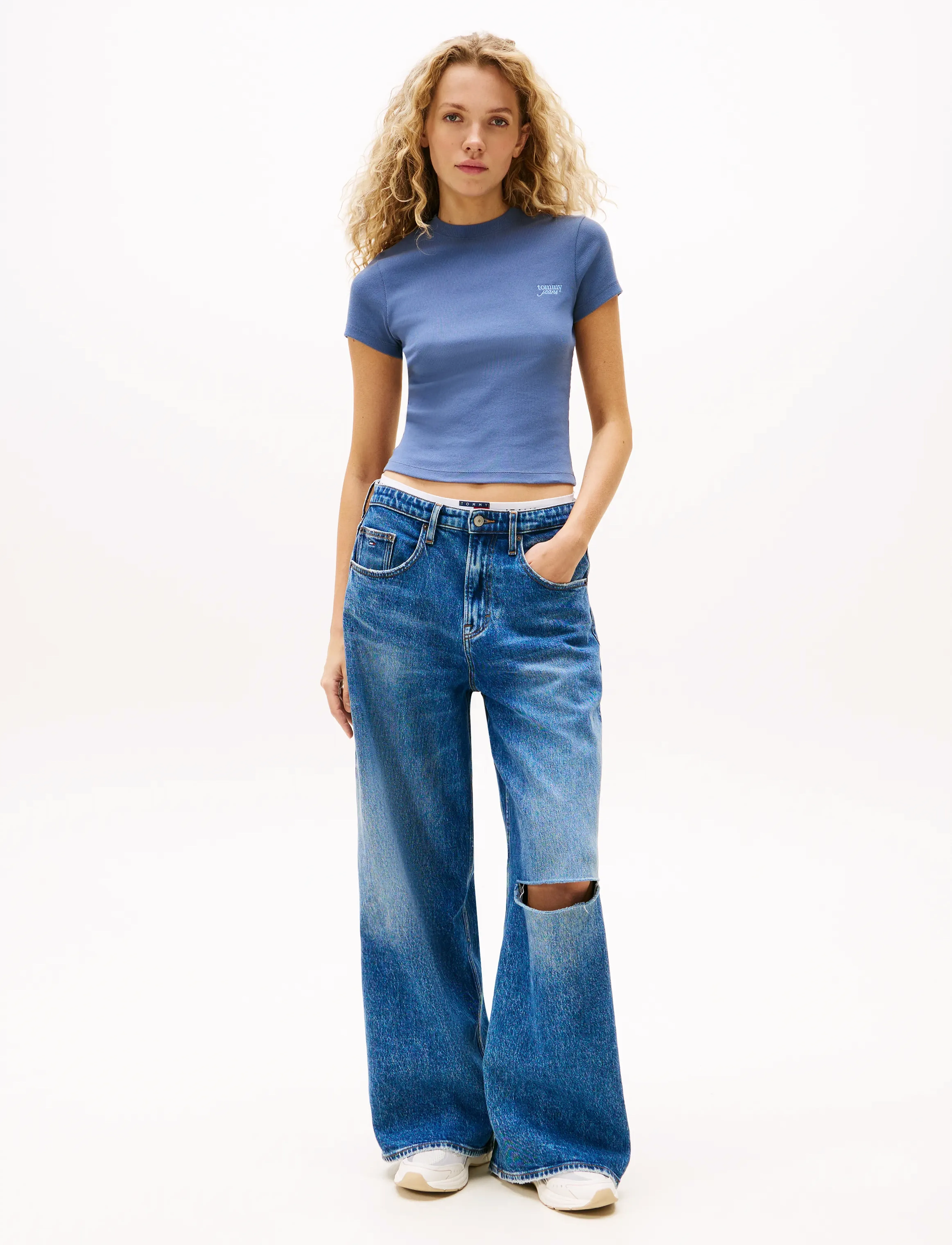 Tommy Jeans - TJW SLIM SH SCRIPT TEE - t-shirts - blue moment - 3