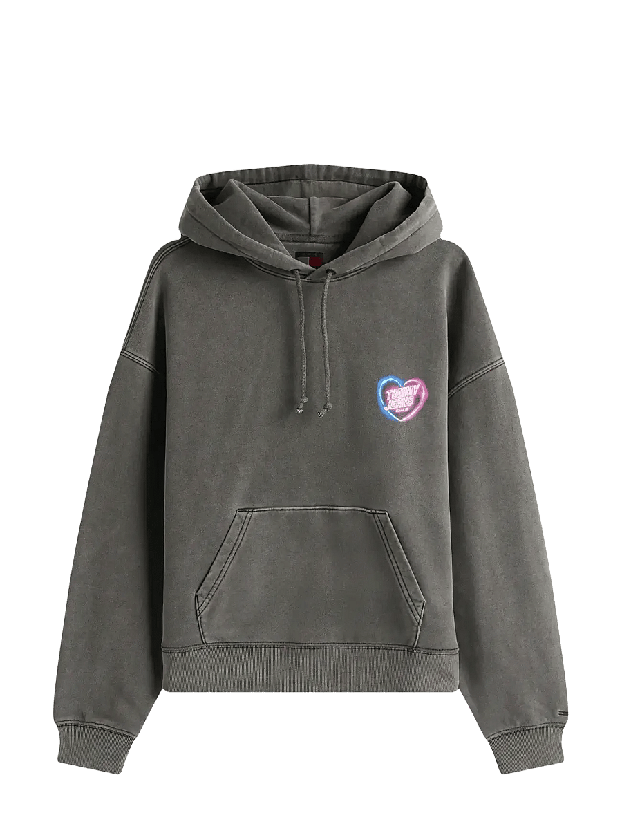 Tommy Jeans - TJW BXY NEON HOODIE EXT - hættetrøjer - black - 1