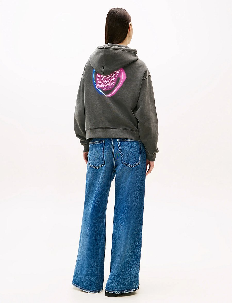 Tommy Jeans - TJW BXY NEON HOODIE EXT - hættetrøjer - black - 5