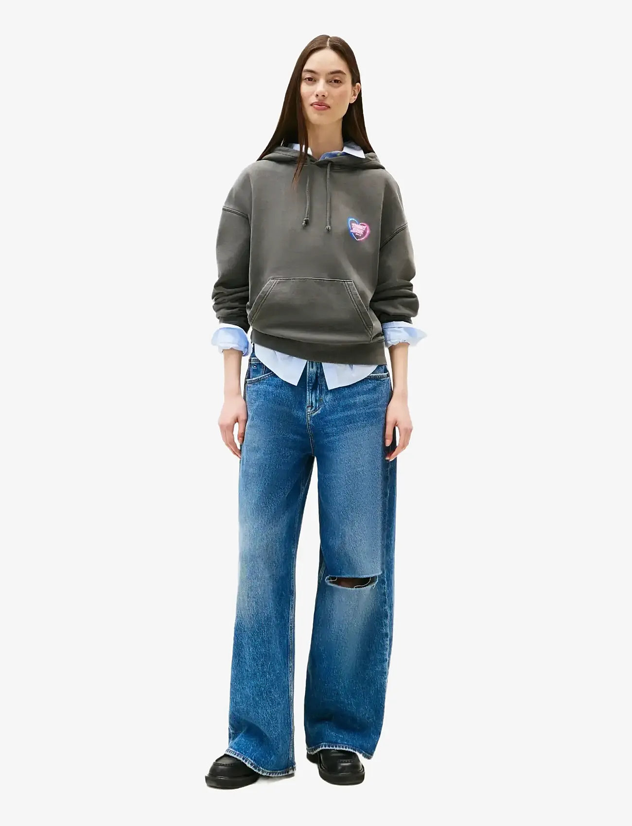 Tommy Jeans - TJW BXY NEON HOODIE EXT - kapuutsiga dressipluusid - black - 3