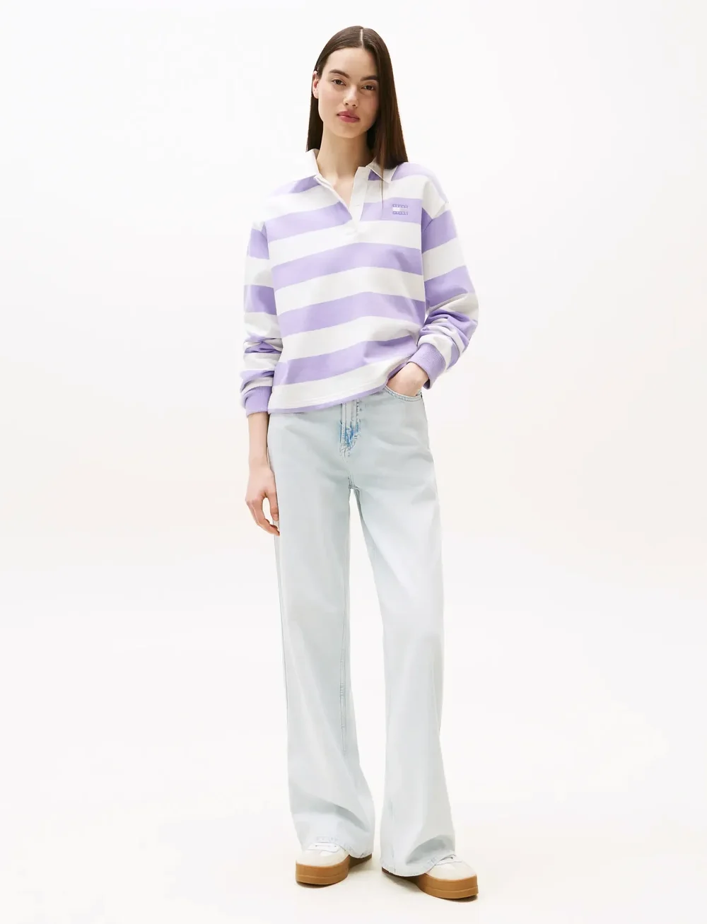 Tommy Jeans - TJW RLX SH STRIPE BADGE RUGBY - polo's - ophelia purple / stripe - 3
