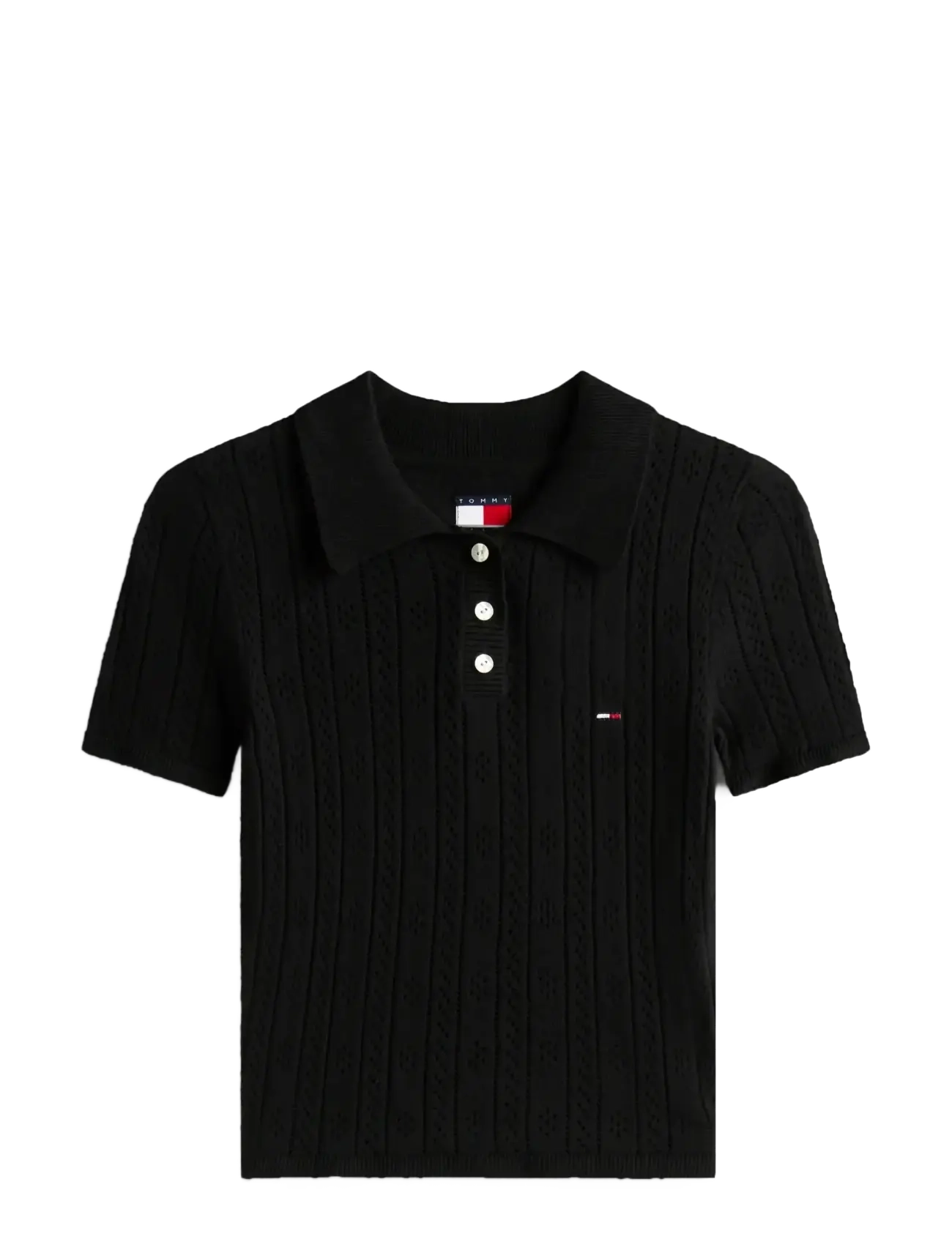 Tommy Jeans TJW POINTELLE POLO - Tøj - BLACK / black
