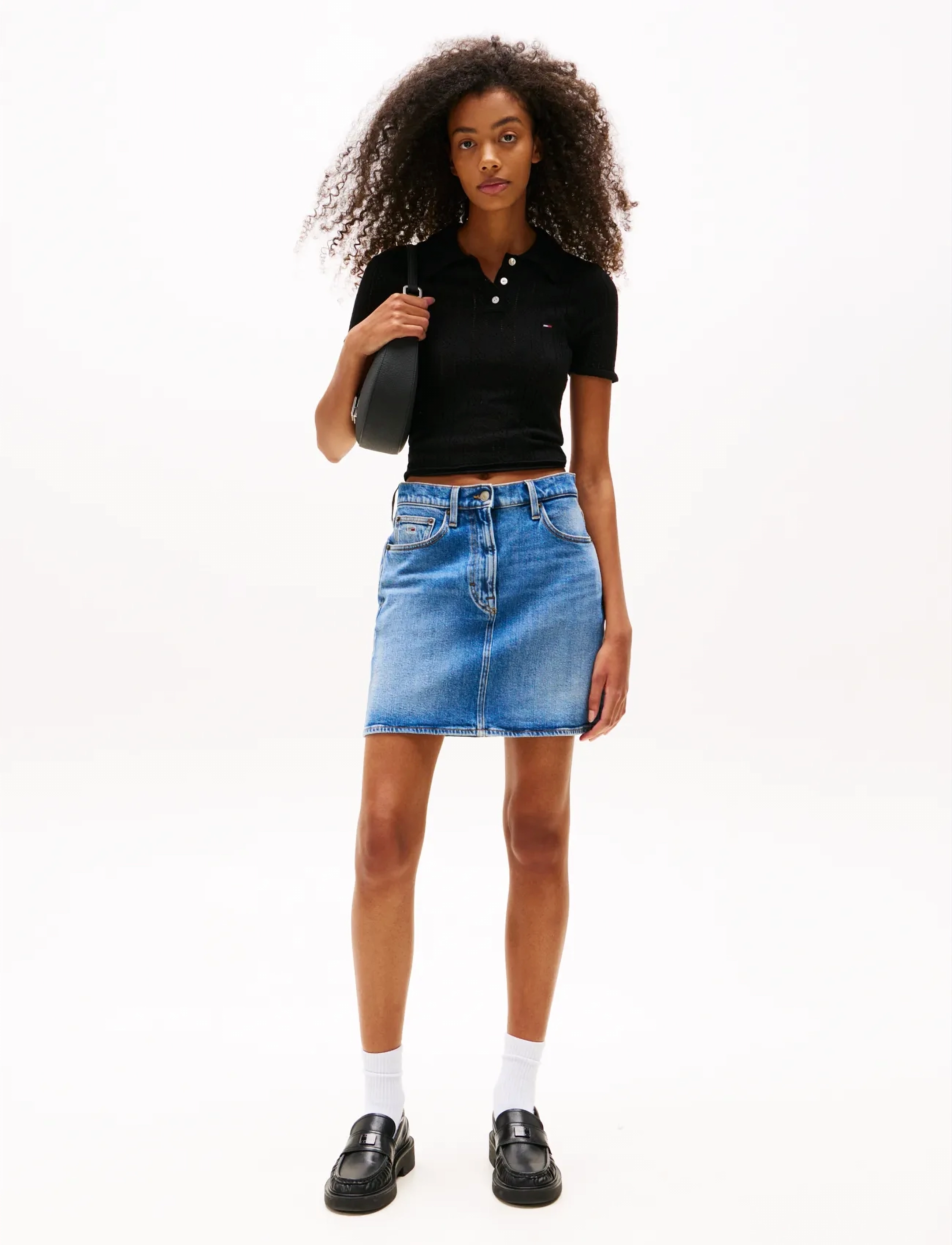 Tommy Jeans - TJW POINTELLE POLO - poloshirts - black - 2