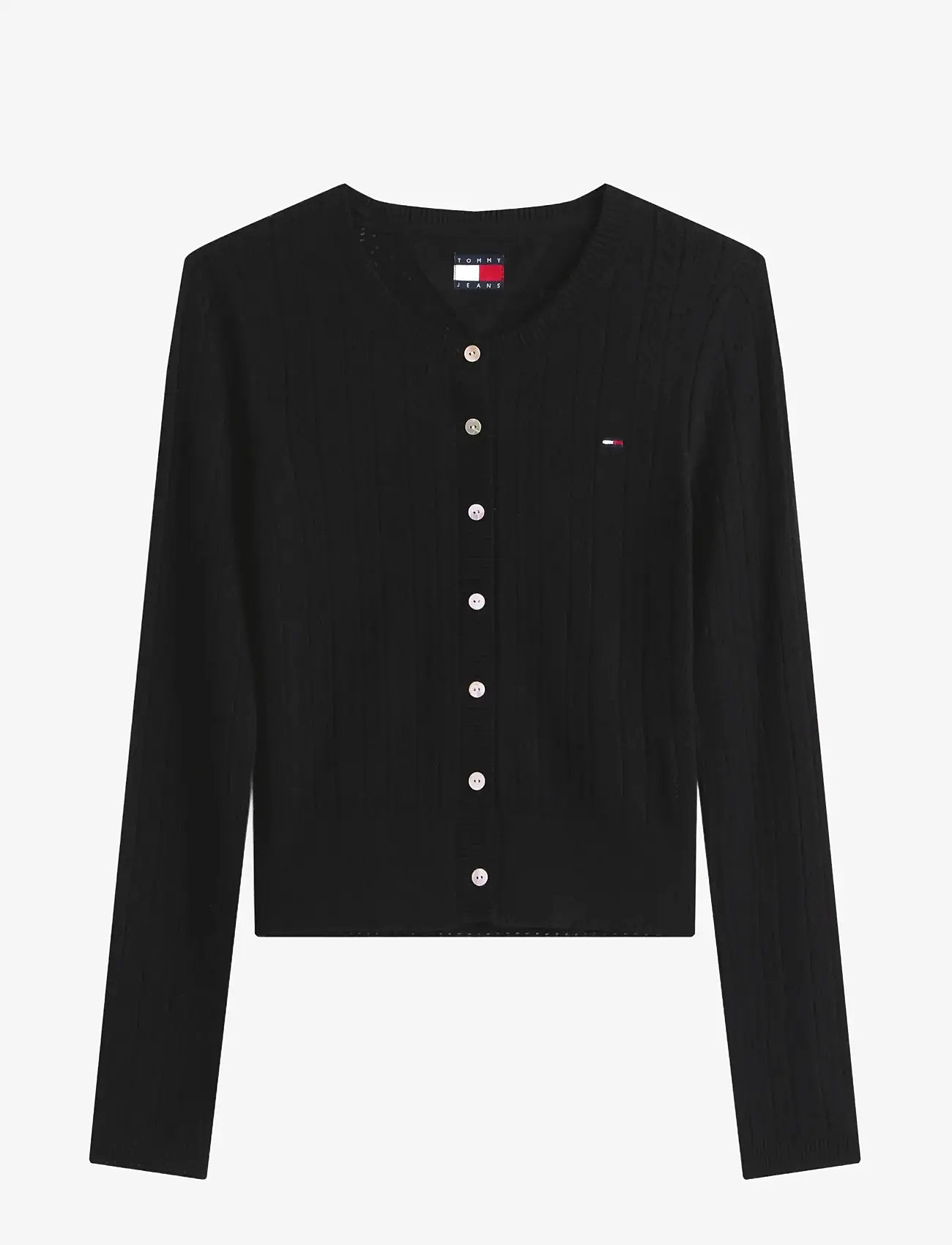 Tommy Jeans - TJW POINTELLE CREW NECK CARDIGAN - cardigans - black - 1