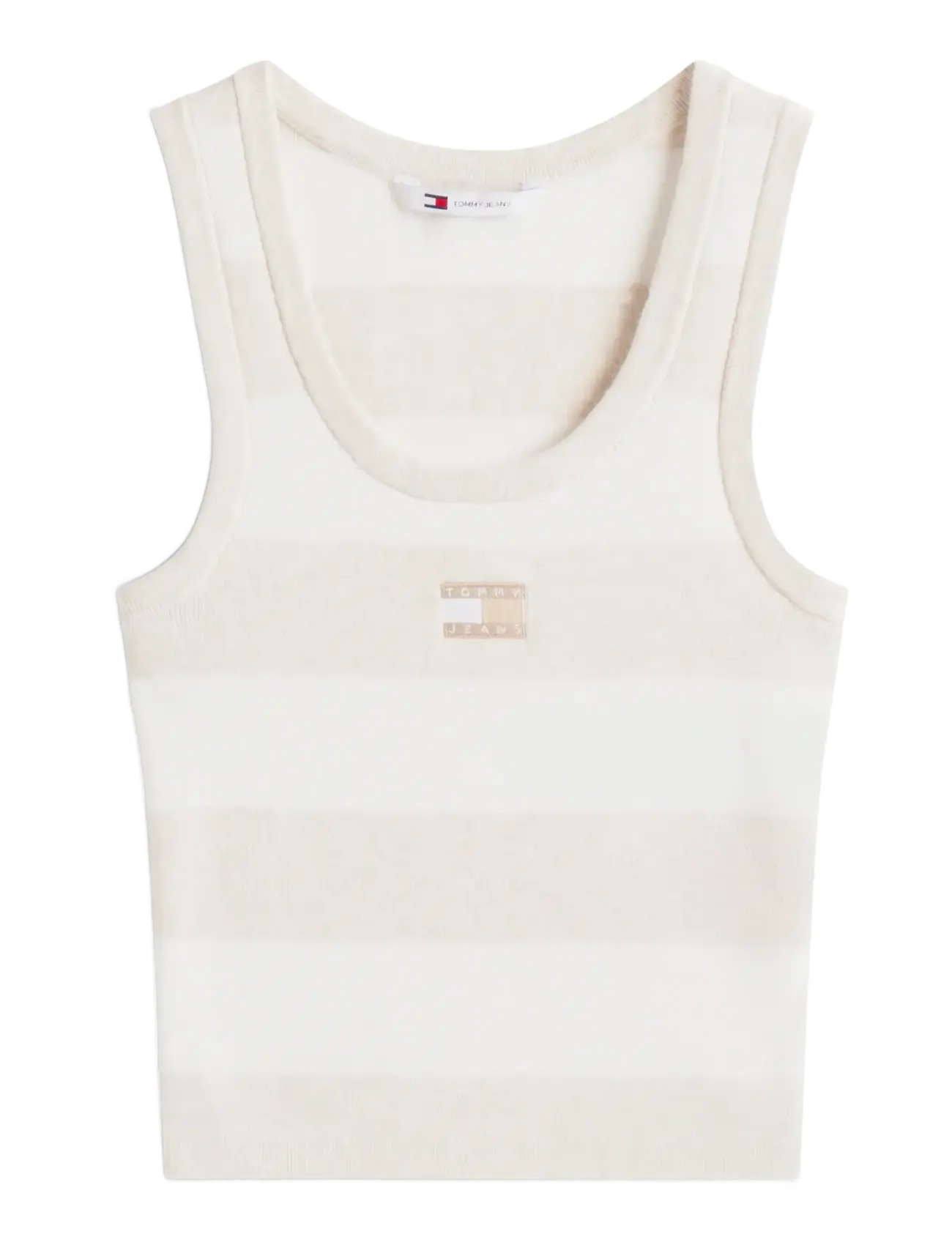 Tommy Jeans TJW CROP STRIPE TANK - Nyheder - OATMEAL HTR   STRIPE / beige
