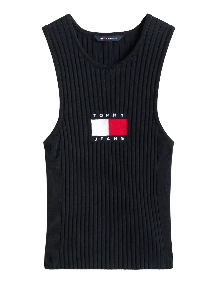 Tommy Jeans - TJW RIB RACER TANK - tanktops - black - 1