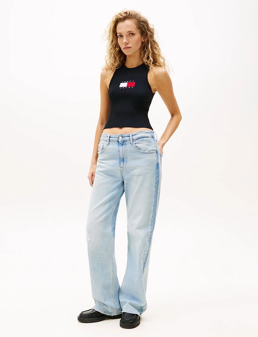 Tommy Jeans - TJW RIB RACER TANK - tanktops - black - 2