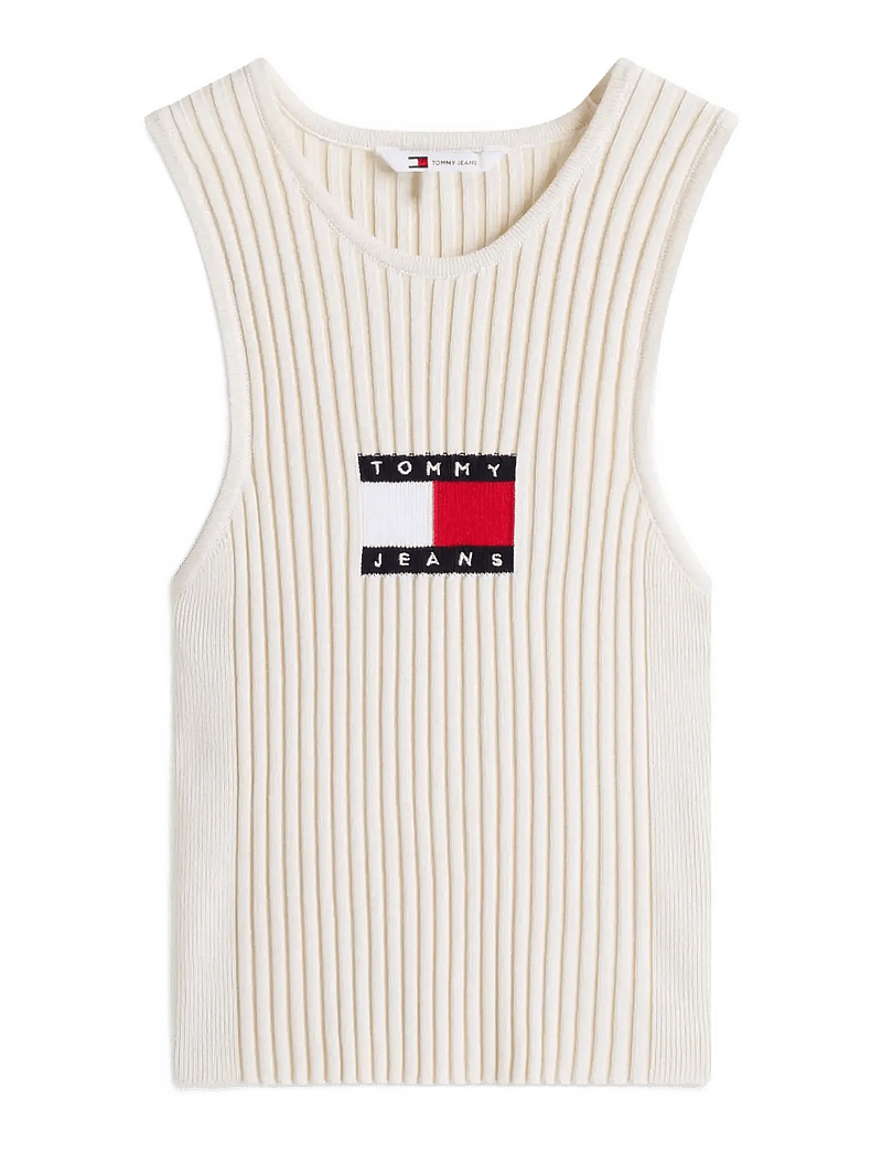 Tommy Jeans - TJW RIB RACER TANK - tanktops - ecru - 1