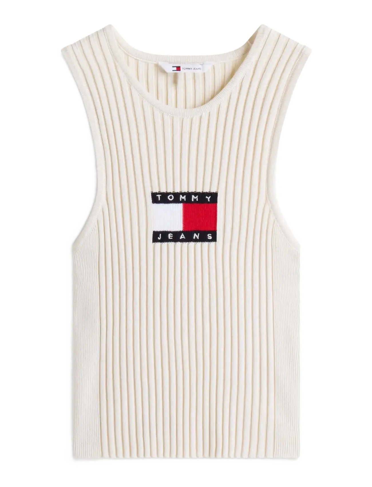 Tommy Jeans TJW RIB RACER TANK - Tøj - ECRU / cream