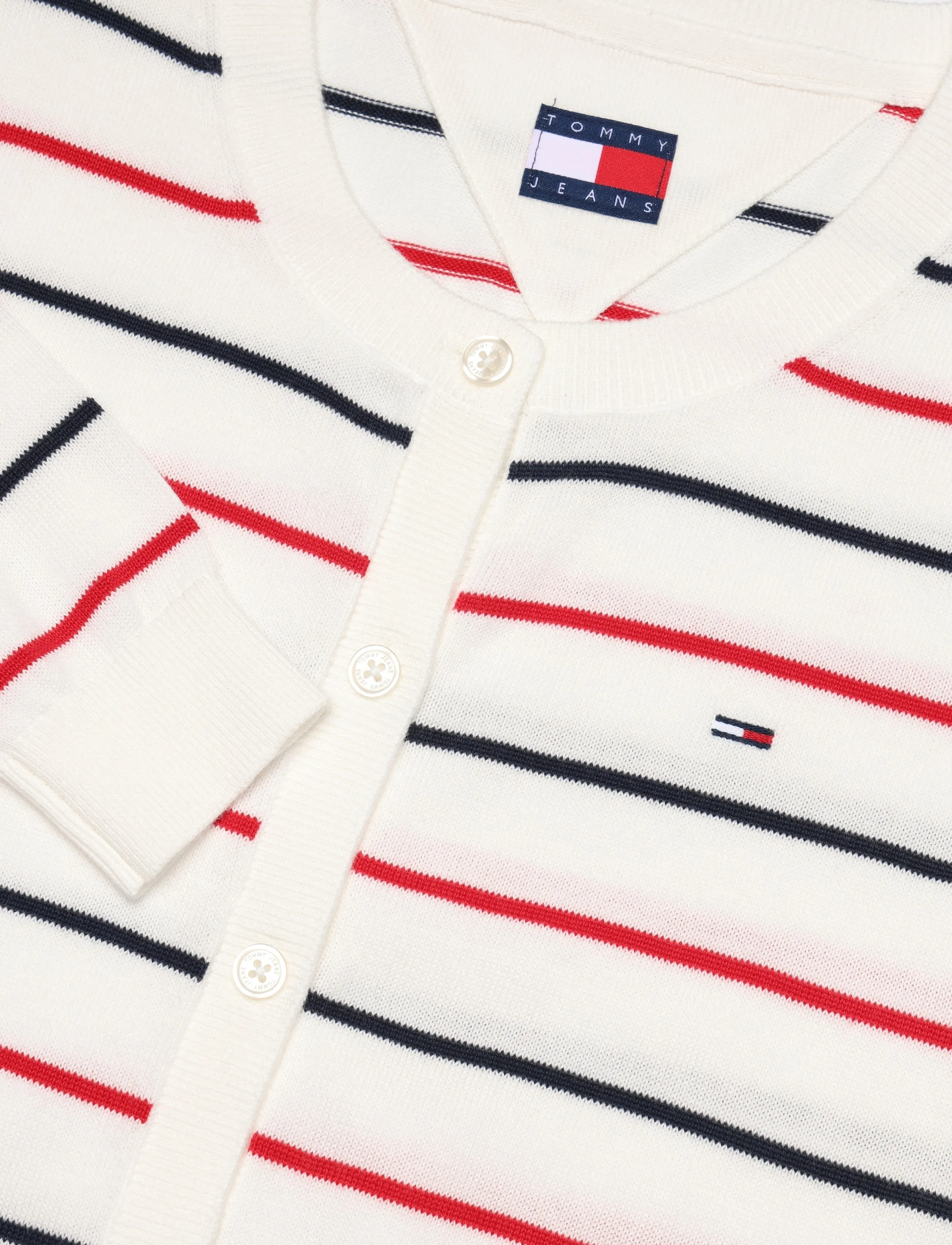Tommy Jeans - TJW ESS CREW NECK CARDIGAN - cardigans - ecru   multi stripe - 5