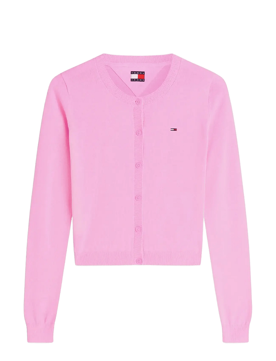 Tommy Jeans - TJW ESS CREW NECK CARDIGAN - hnepptar peysur - pink daisy - 1