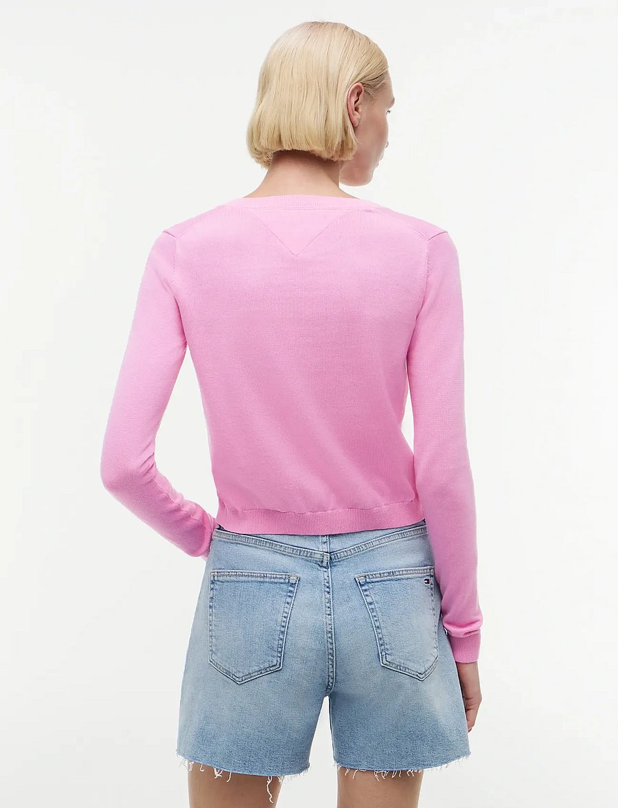 Tommy Jeans - TJW ESS CREW NECK CARDIGAN - hnepptar peysur - pink daisy - 2