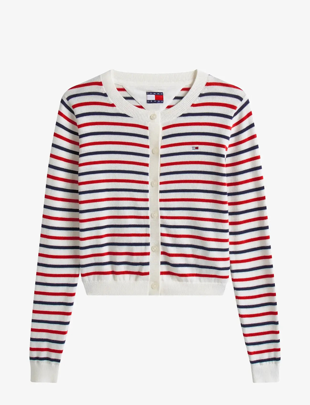 Tommy Jeans - TJW ESSENTIAL CREW NECK CARDIGAN - cardigans - white / red / navy stripe - 1