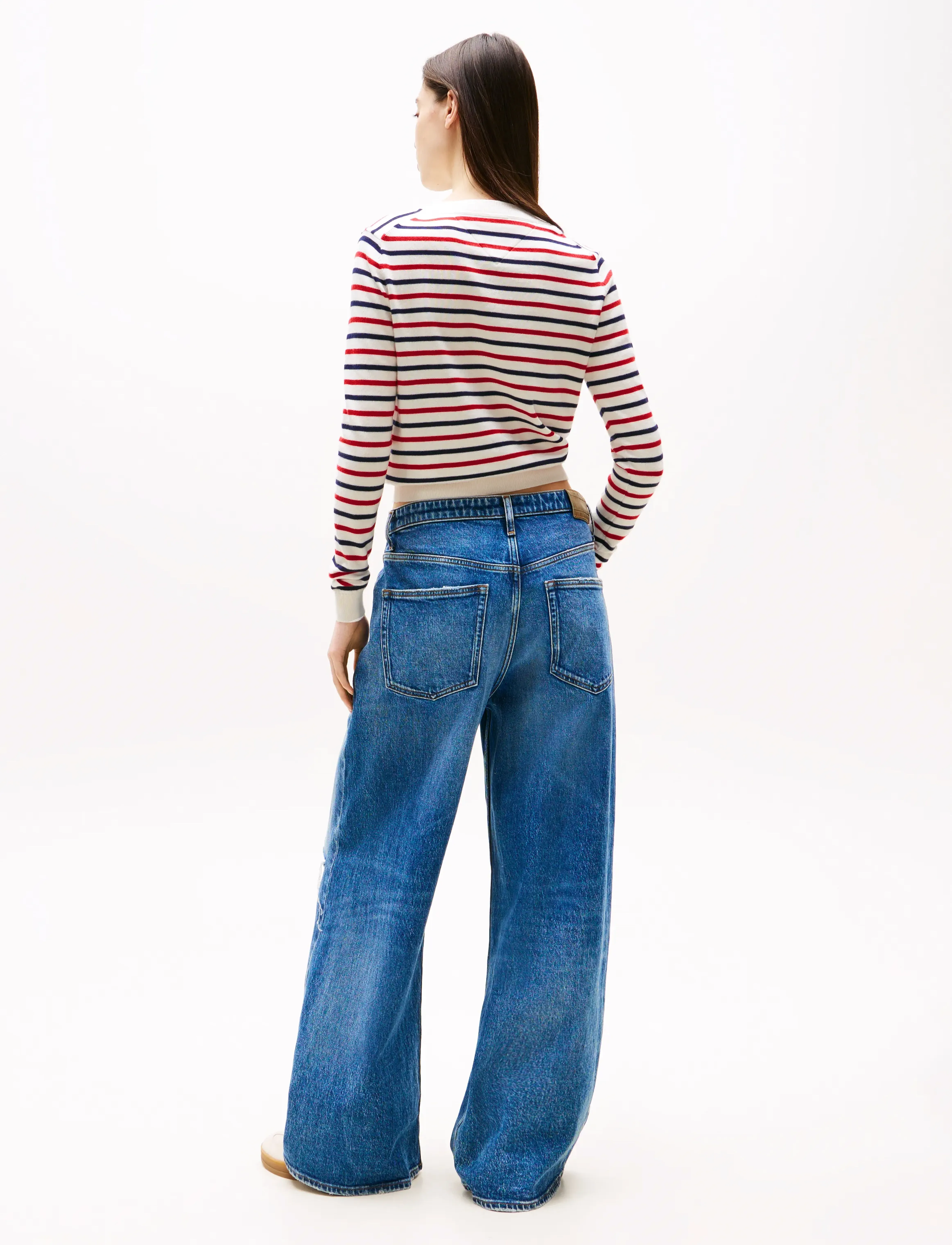 Tommy Jeans - TJW ESS CREW NECK CARDIGAN - koftor - white / red / navy stripe - 3