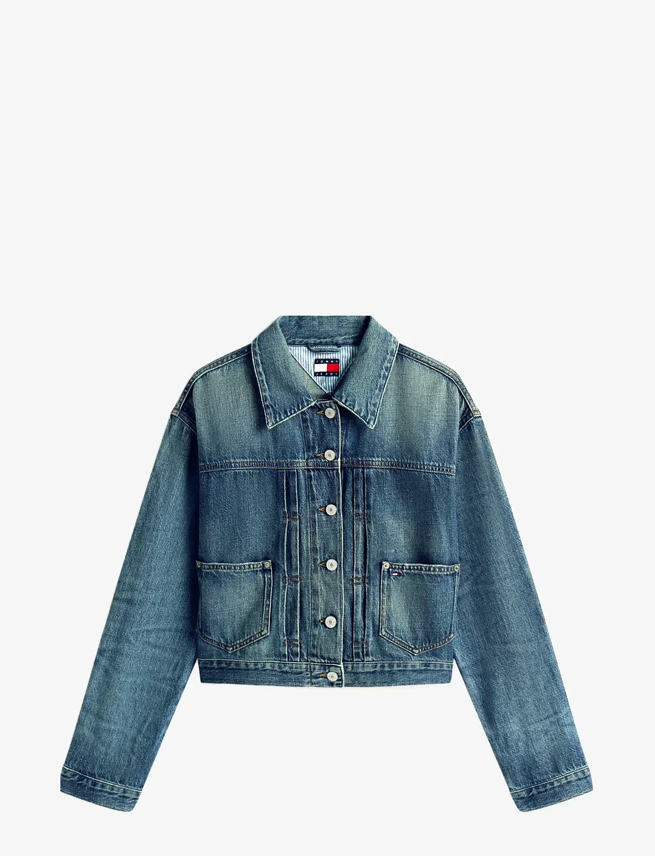 Tommy Jeans - PLEATED TRUCKER JACKET CI2037 - vårjackor - denim medium - 1