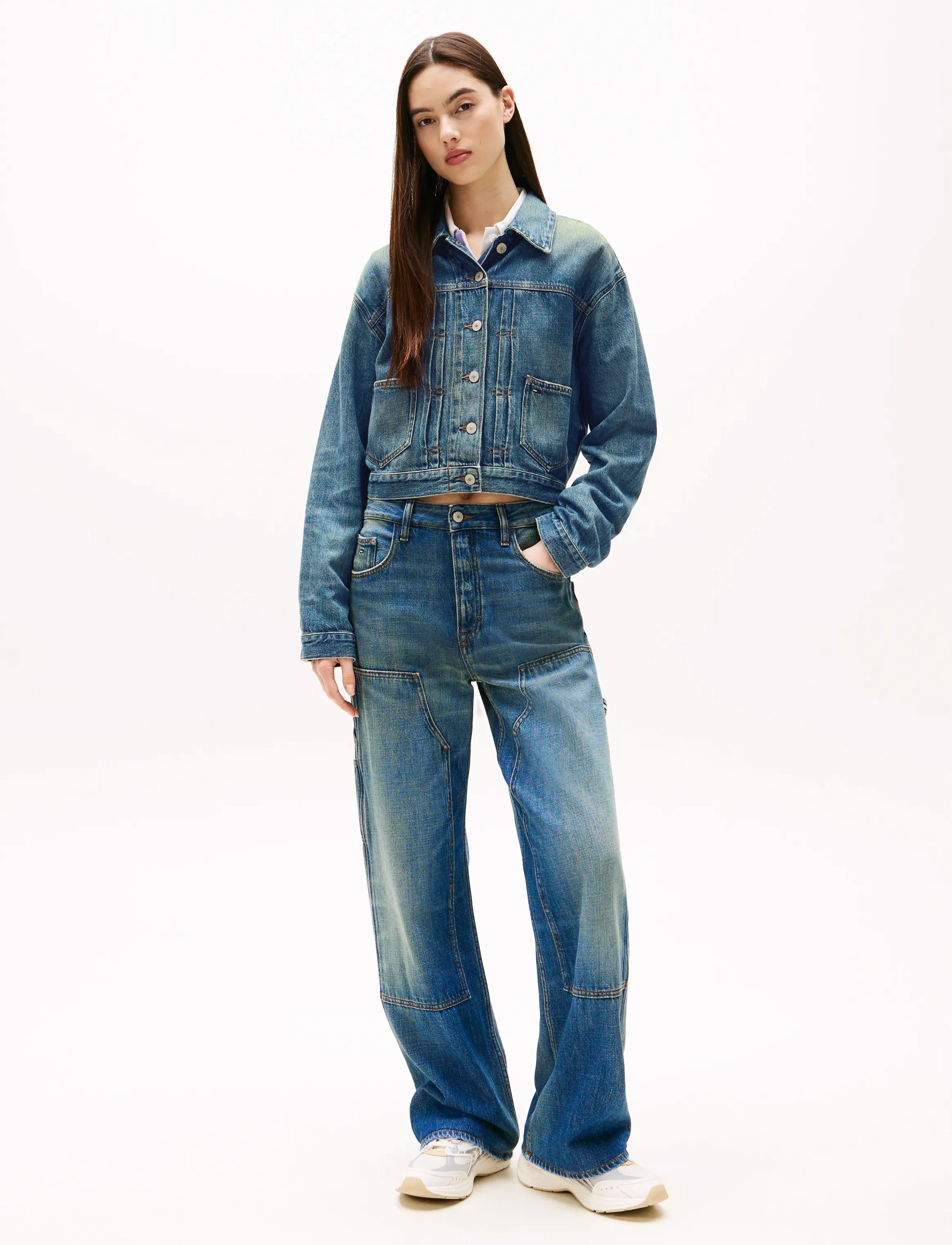 Tommy Jeans - PLEATED TRUCKER JACKET CI2037 - frühlingsjacken - denim medium - 2