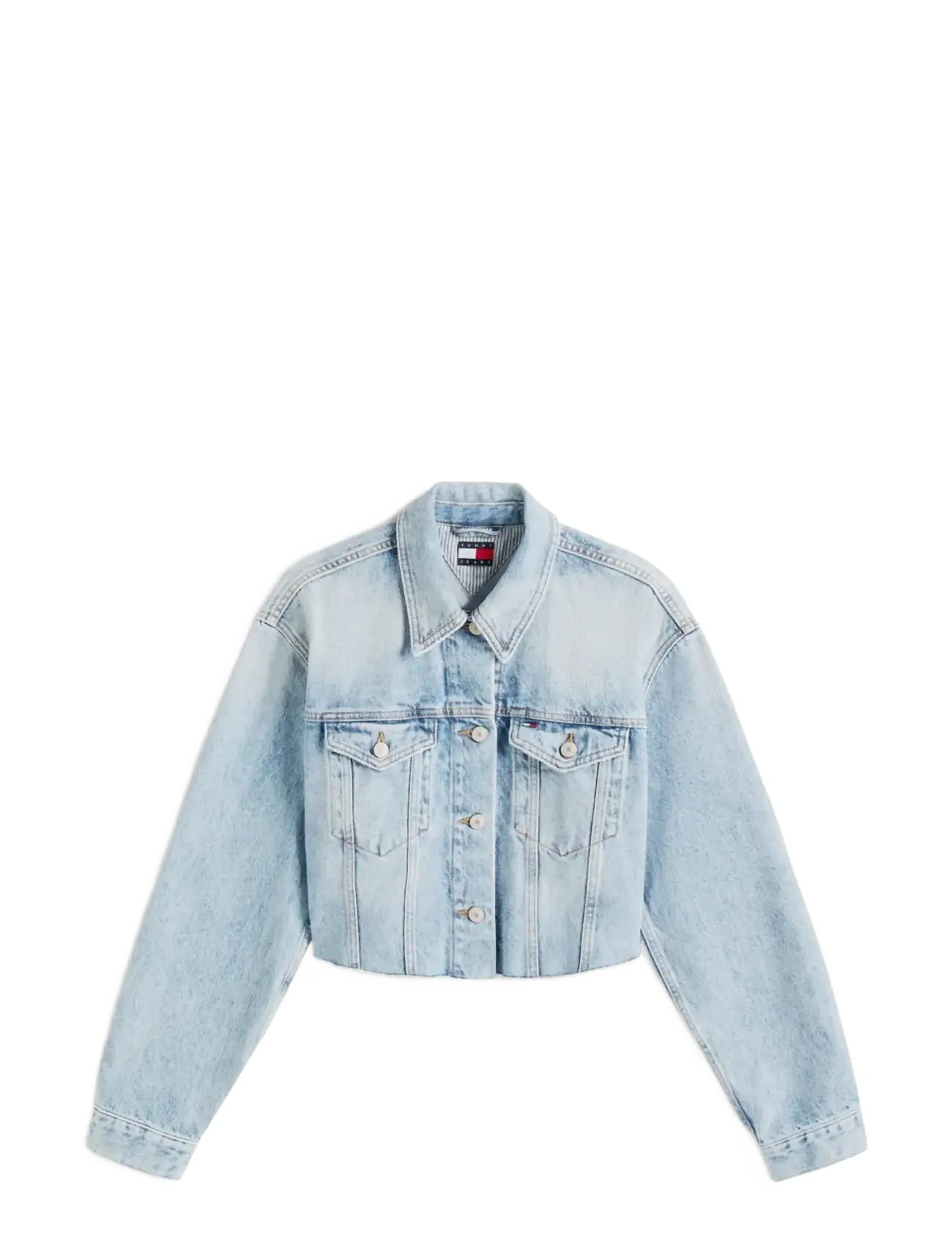 Tommy Jeans CROPPD TRCKR JKT RWB EXT CI6033 - Denim-tyylit - DENIM MID LIGHT BLUE / blue