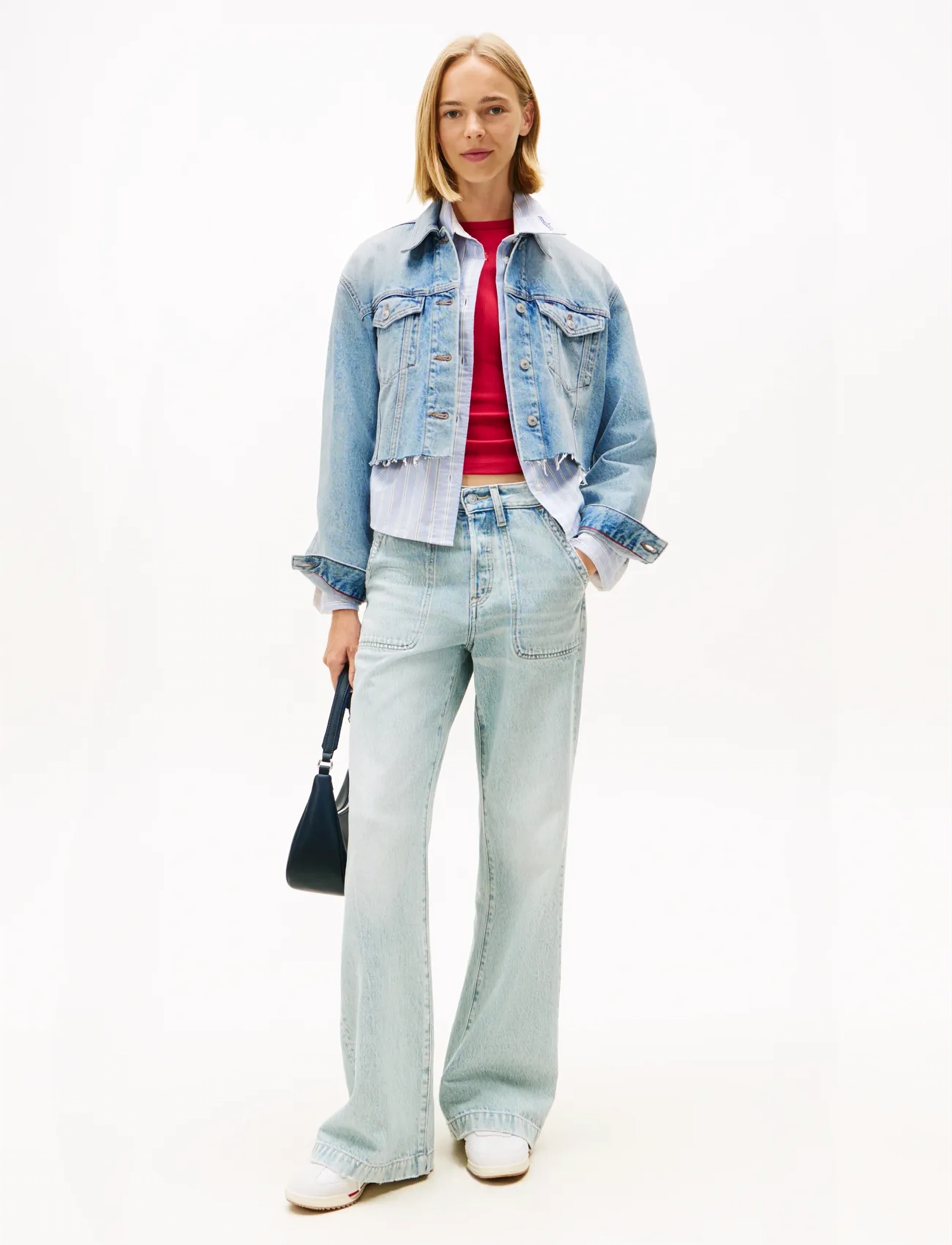 Tommy Jeans - CROPPD TRCKR JKT RWB EXT CI6033 - jeansjackor - denim mid light blue - 2