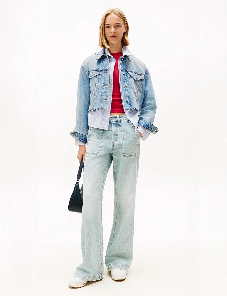 Tommy Jeans - CROPPD TRCKR JKT RWB EXT CI6033 - denimjakker - denim mid light blue - 2