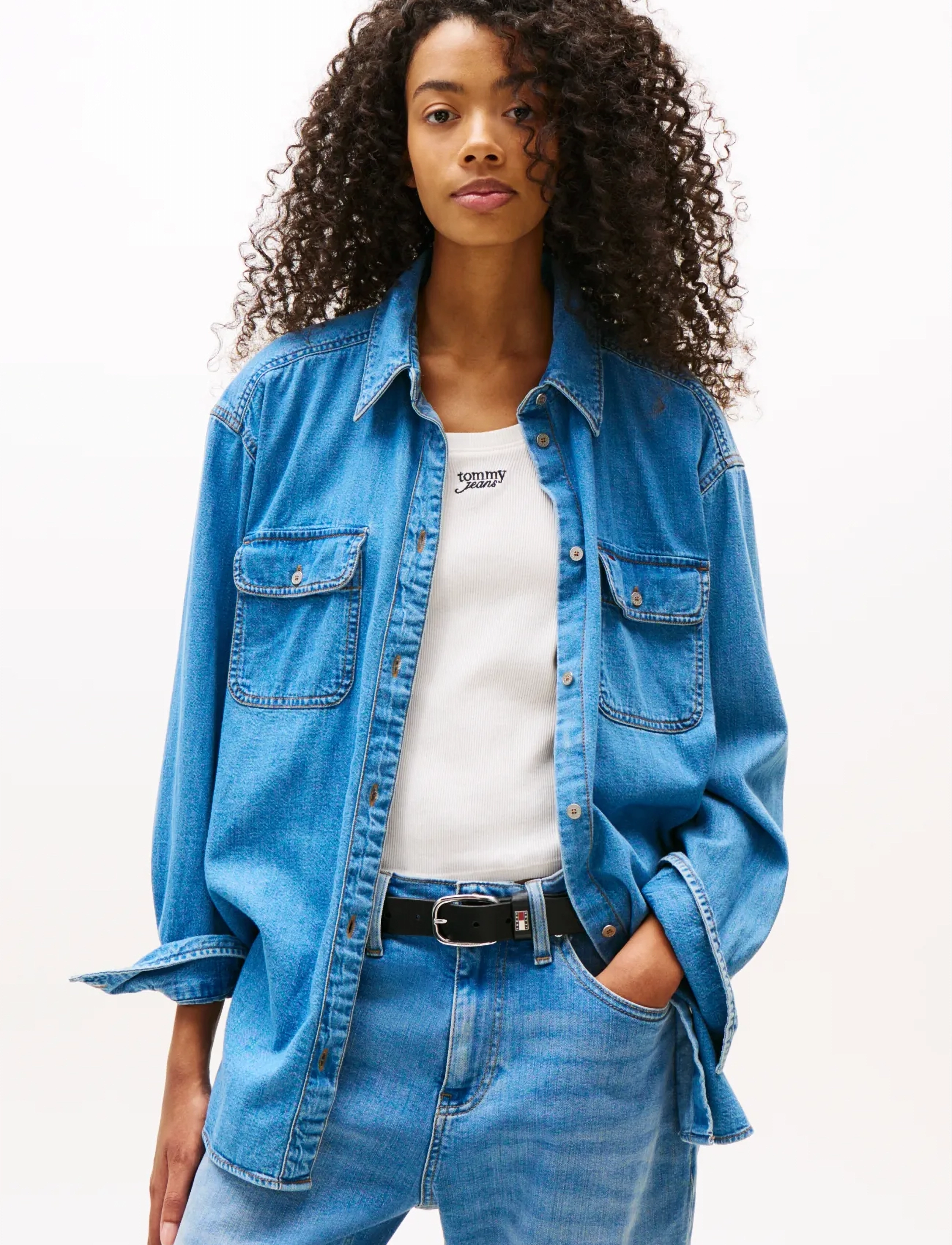 Tommy Jeans LS RELAXED DENIM SHIRT EXT - Blusar & Skjortor - DENIM MEDIUM / blue