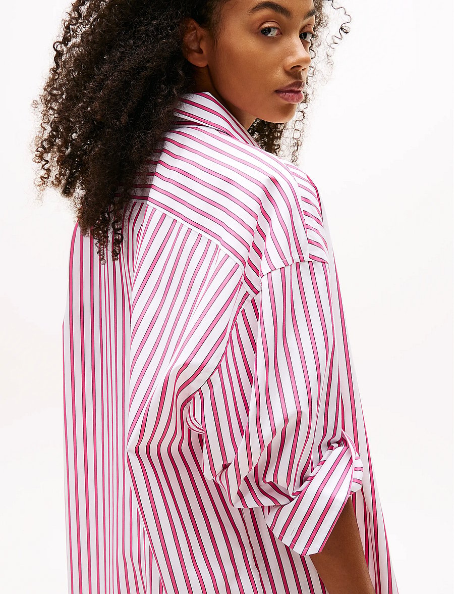 Tommy Jeans - TJW OVS MINI SHIRT DRESS EXT - hemdkleider - ecru / pink stripe - 4
