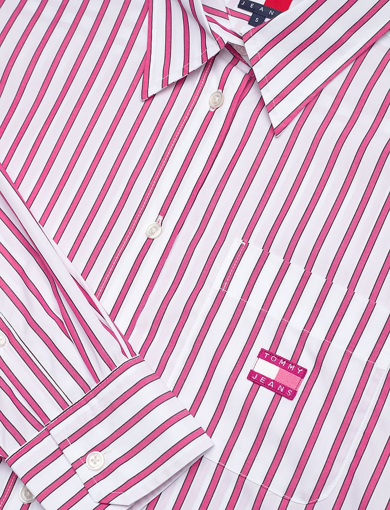 Tommy Jeans - TJW OVS MINI SHIRT DRESS EXT - särkkleidid - ecru / pink stripe - 5