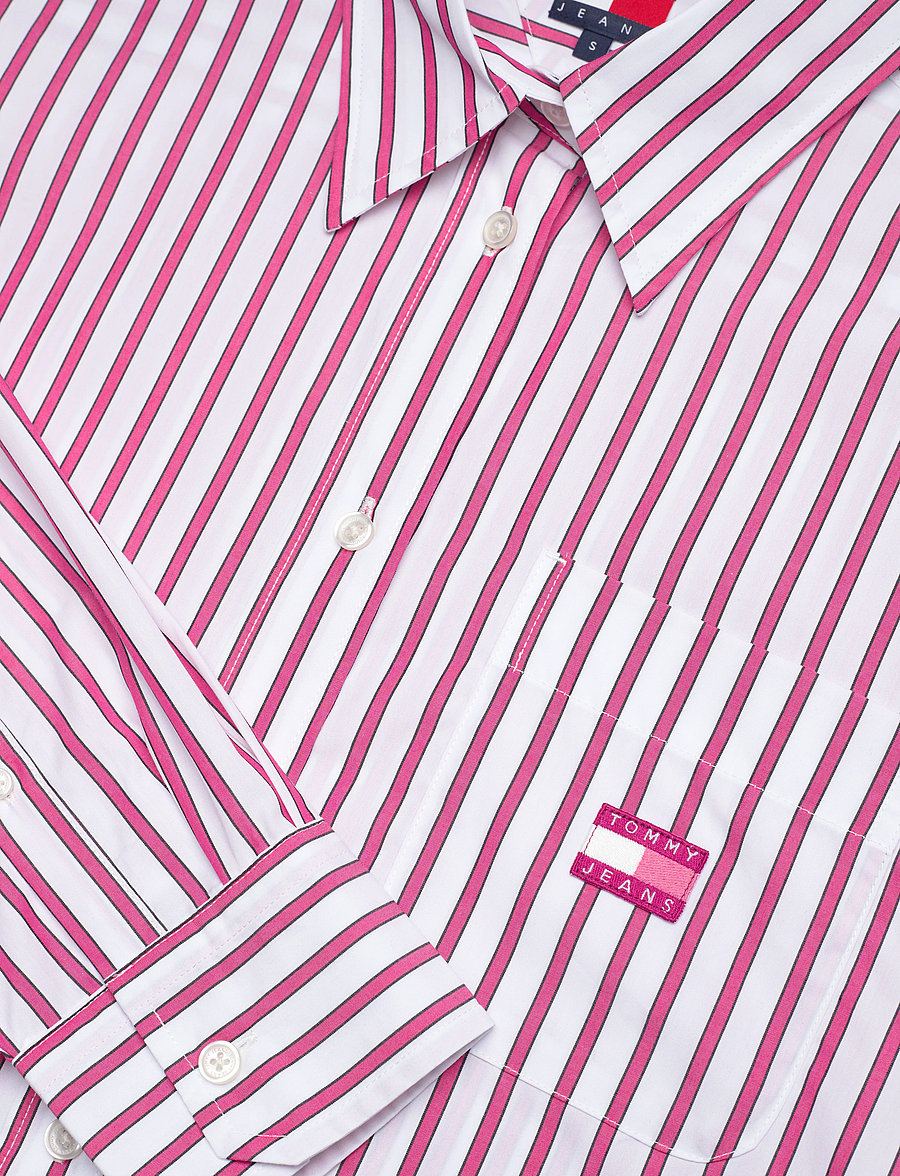 Tommy Jeans - TJW OVS MINI SHIRT DRESS EXT - hemdkleider - ecru / pink stripe - 5