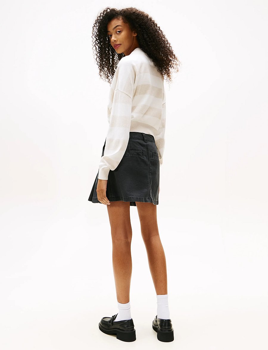 Tommy Jeans - TJW CANVAS MINI PLEATED SKIRT - denimnederdele - black - 3