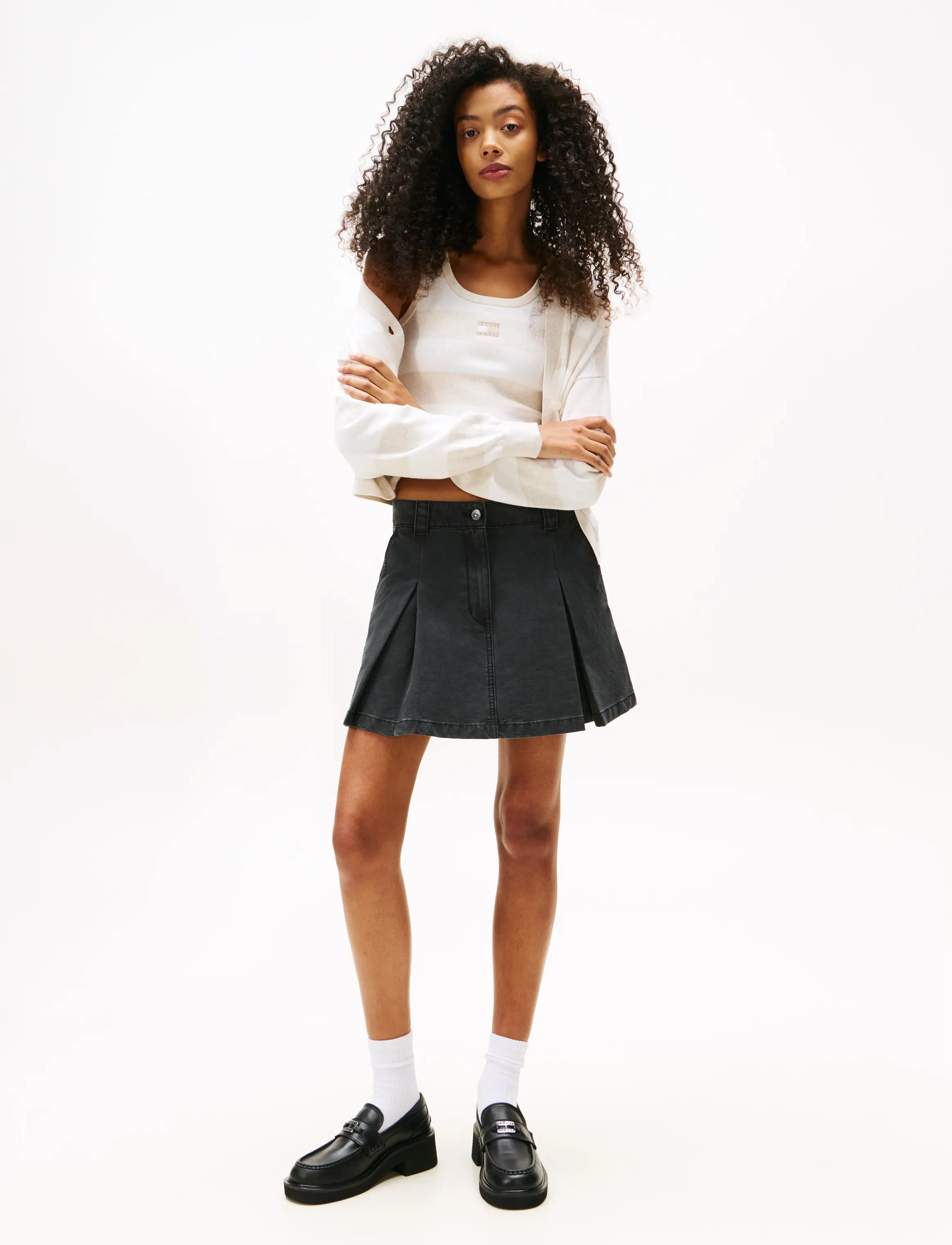 Tommy Jeans - TJW CANVAS MINI PLEATED SKIRT - denim skirts - black - 4