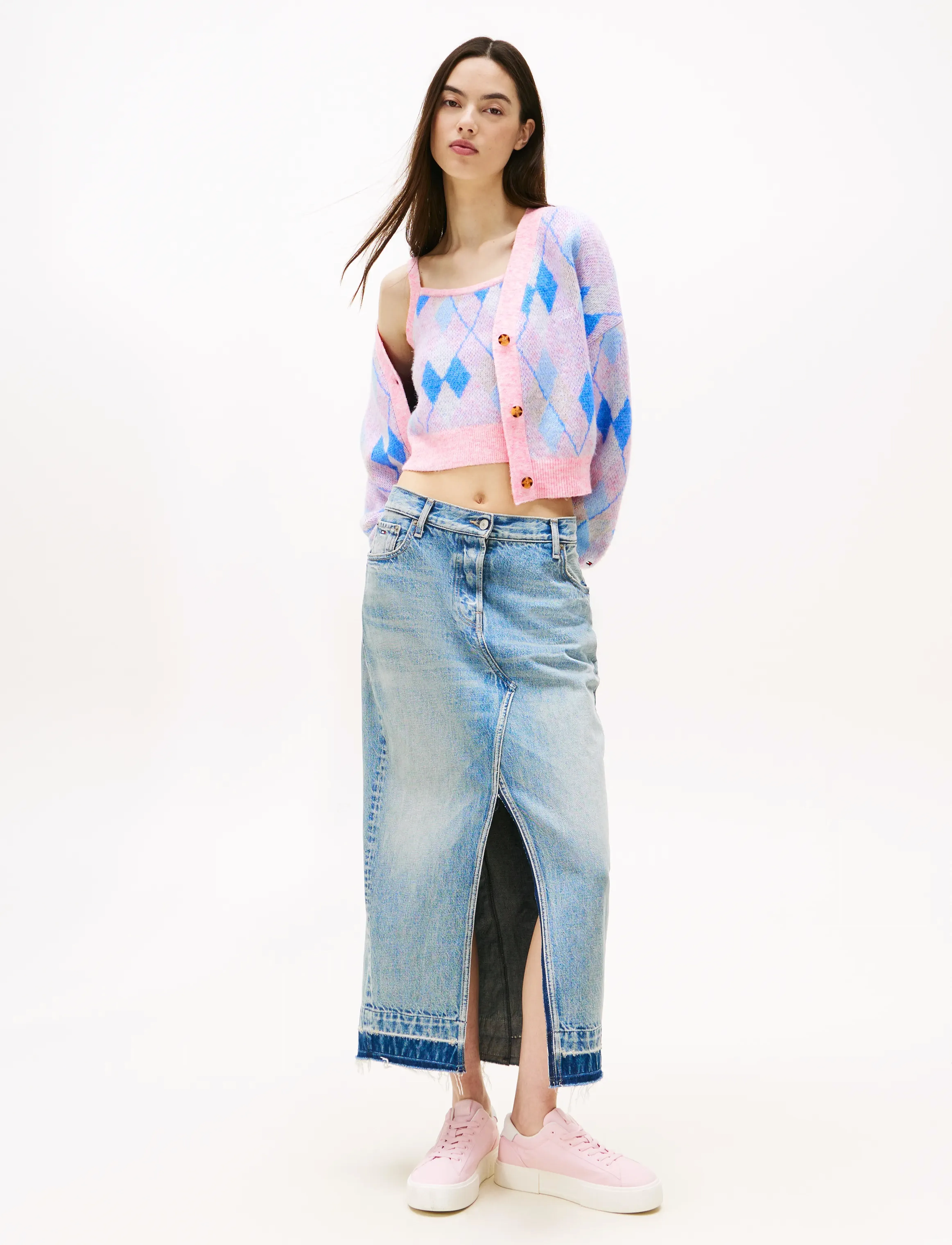 Tommy Jeans - TJW CROP ARGYLE CARDIGAN - carnival pink / multi - 2