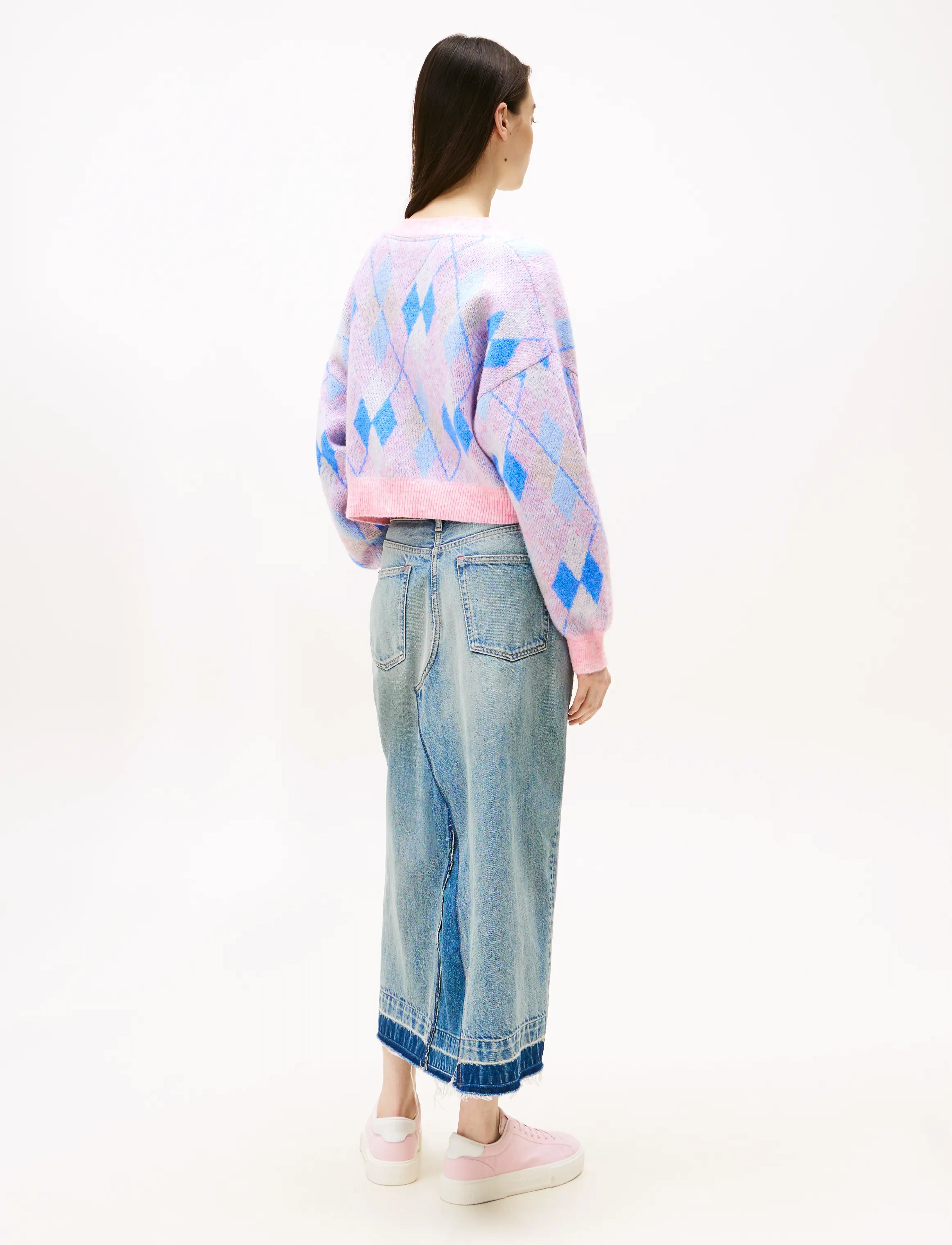 Tommy Jeans - TJW CROP ARGYLE CARDIGAN - carnival pink / multi - 3
