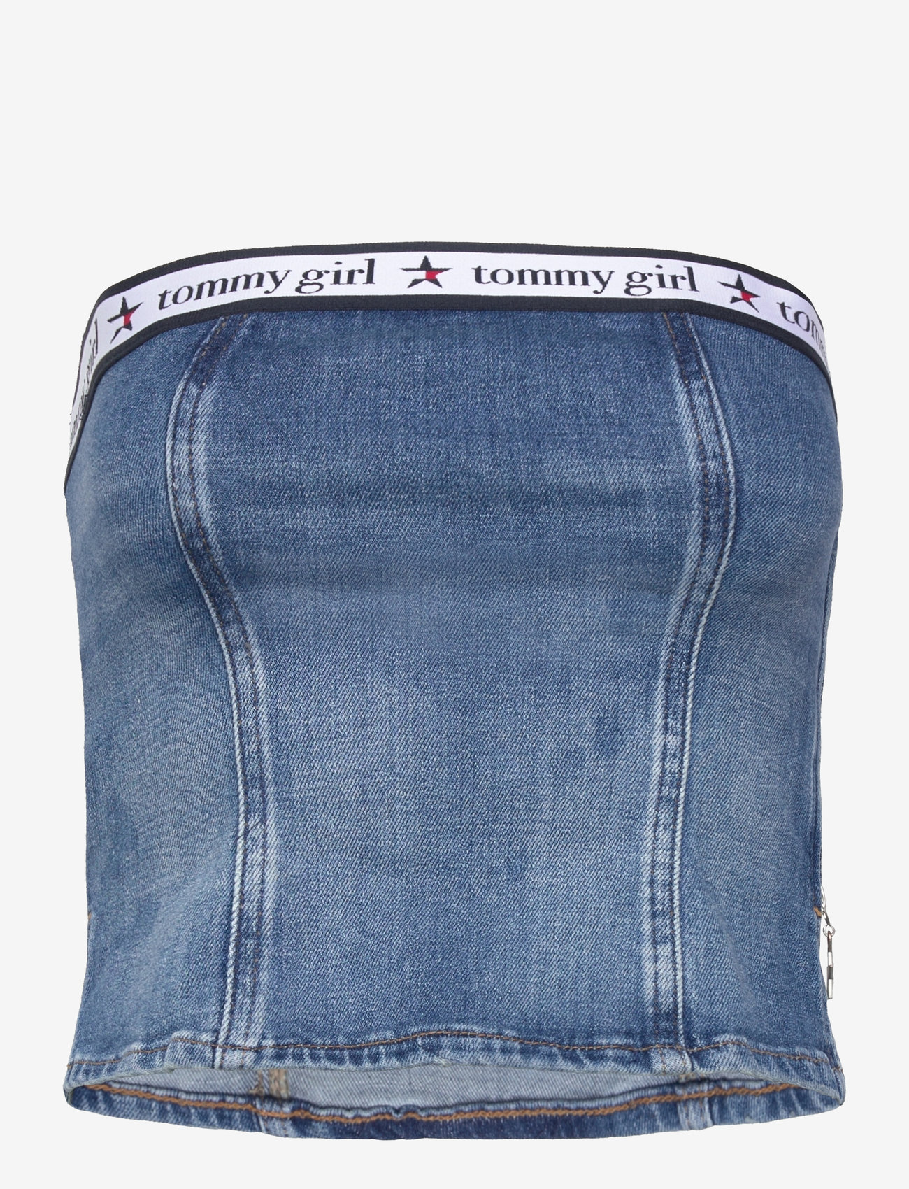 Tommy Jeans - TOMMY GIRL DENIM TUBE TOP - tanktops - indigo wash / ecru - 1