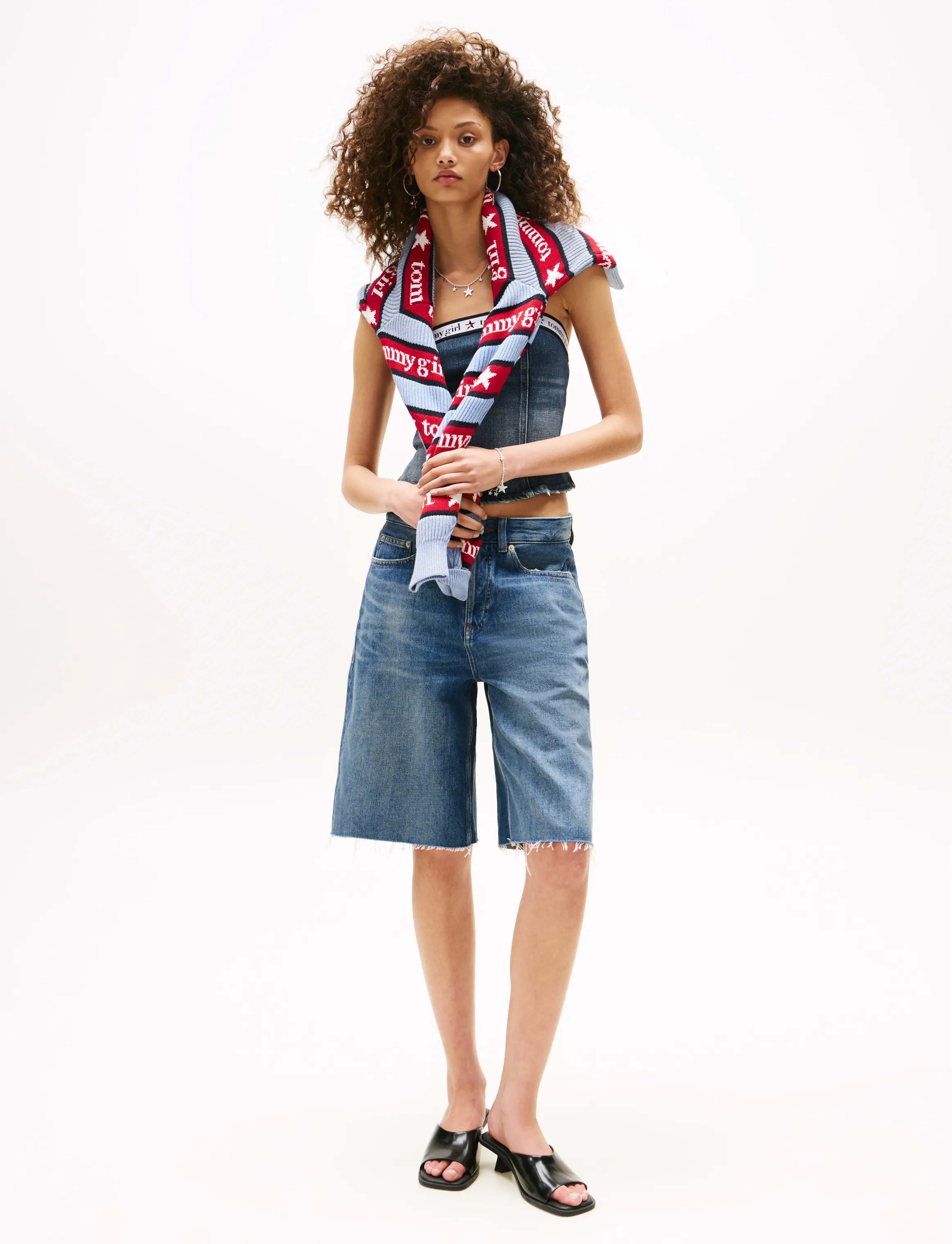 Tommy Jeans - TOMMY GIRL DENIM TUBE TOP - hauts sans manches - indigo wash / ecru - 3