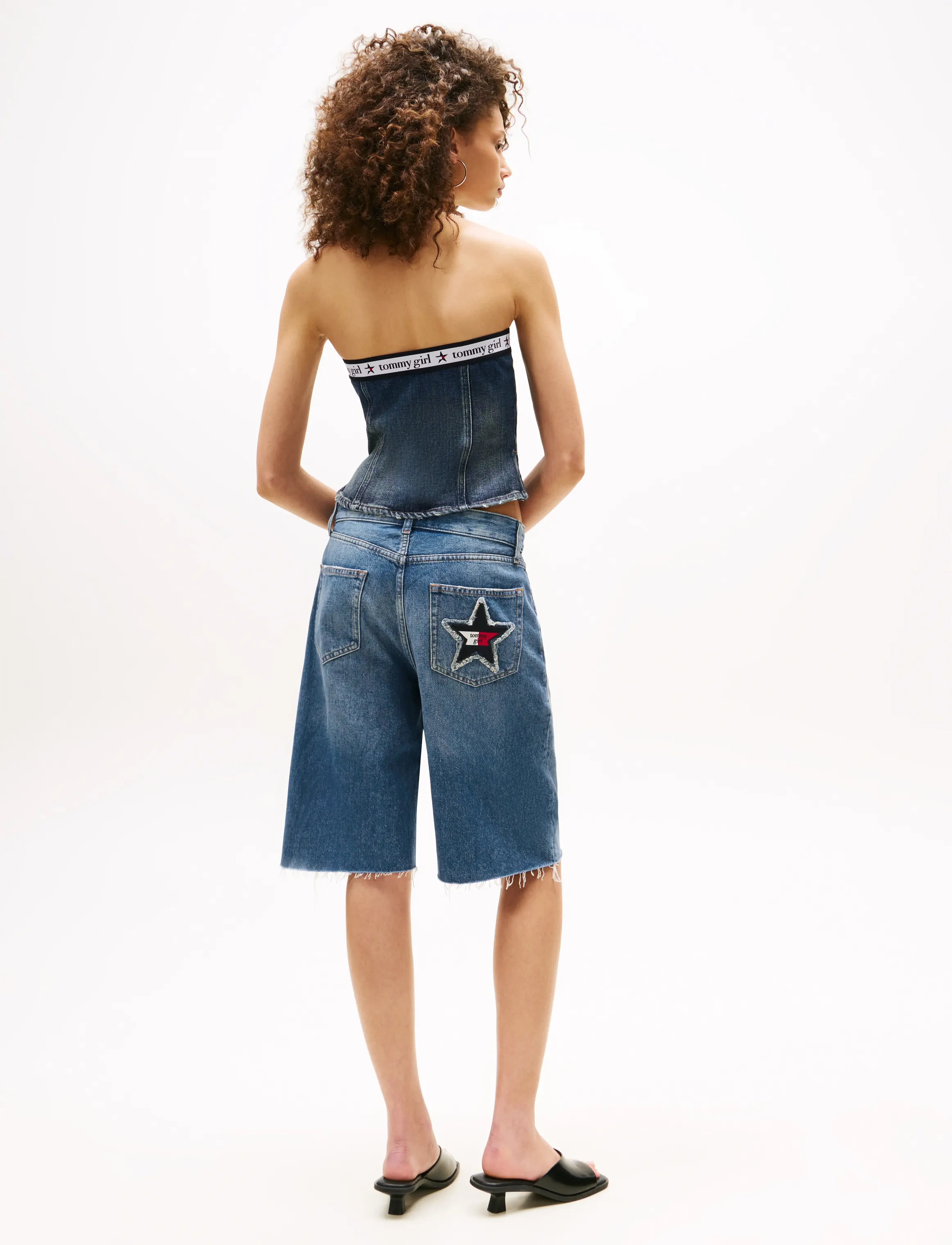 Tommy Jeans - TOMMY GIRL DENIM TUBE TOP - hauts sans manches - indigo wash / ecru - 4