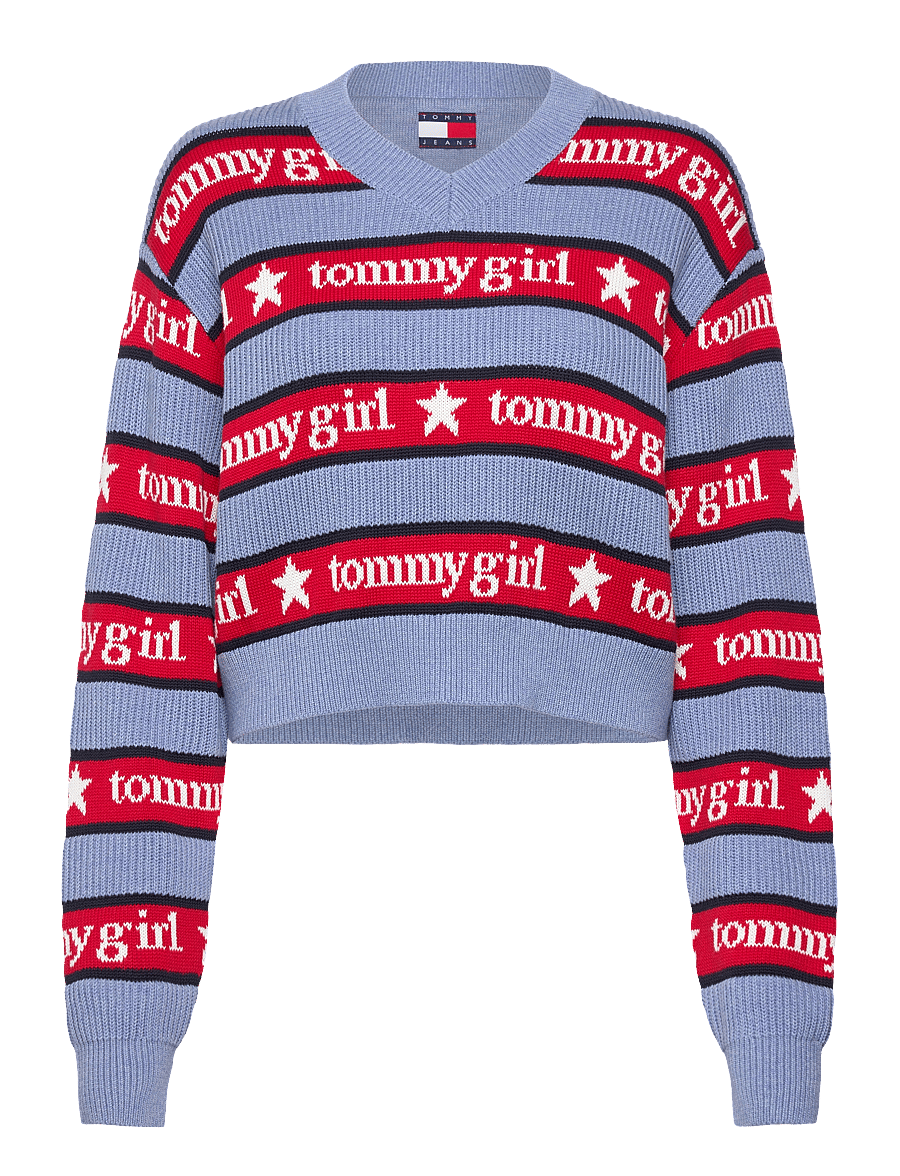 Tommy Jeans - TOMMY GIRL STRIPE SWEATER - striktrøjer - sweet blue - 1