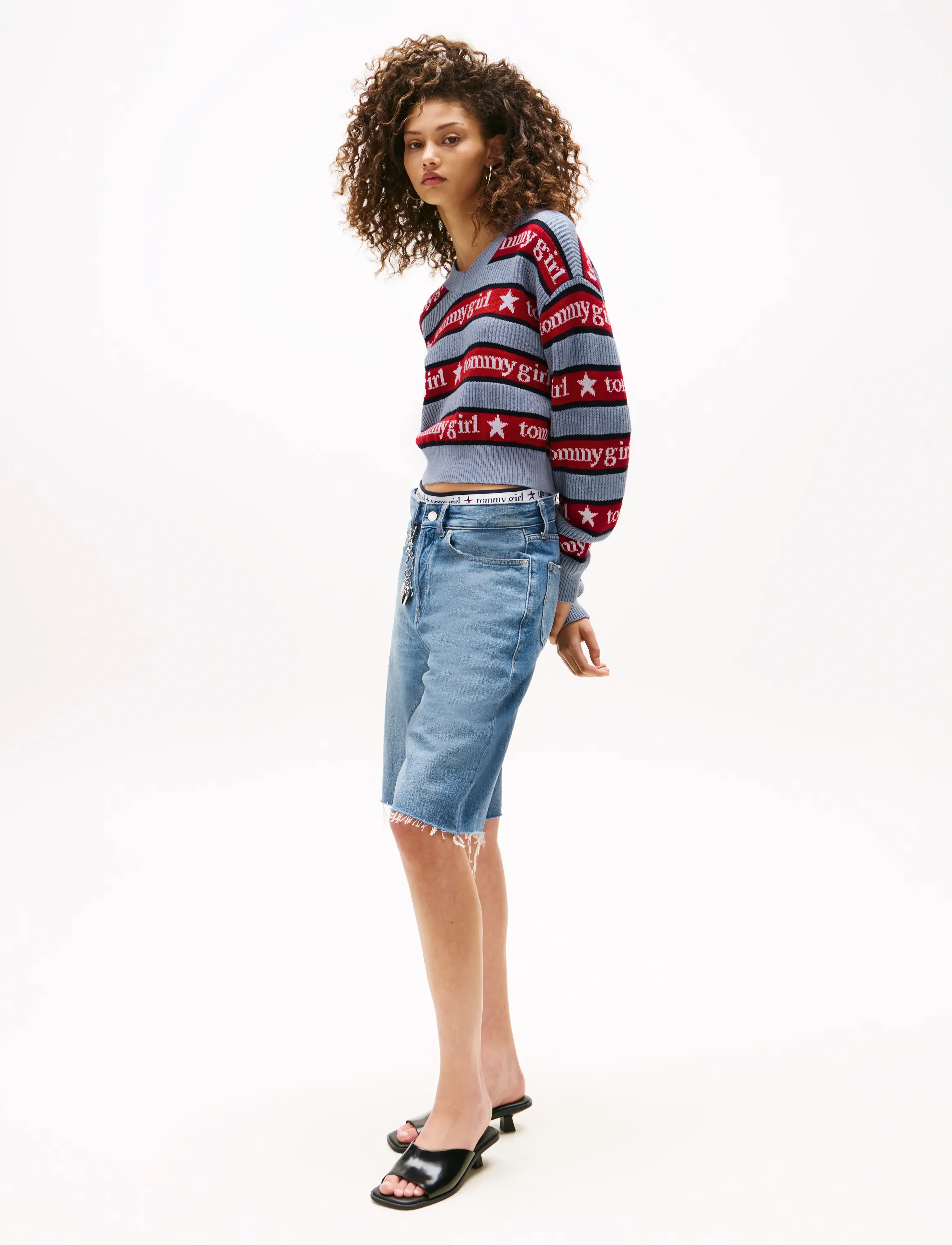 Tommy Jeans - TOMMY GIRL STRIPE SWEATER - striktrøjer - sweet blue - 3