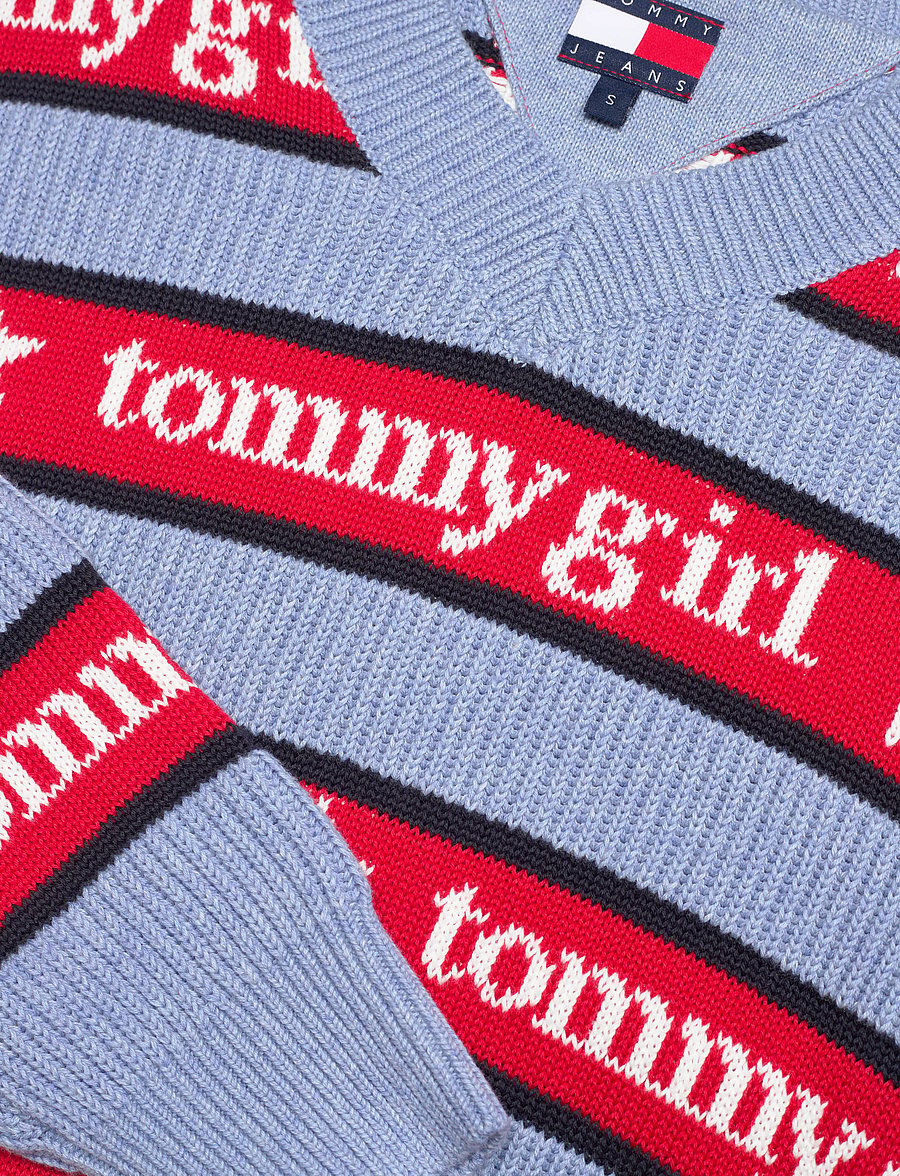 Tommy Jeans - TOMMY GIRL STRIPE SWEATER - striktrøjer - sweet blue - 5