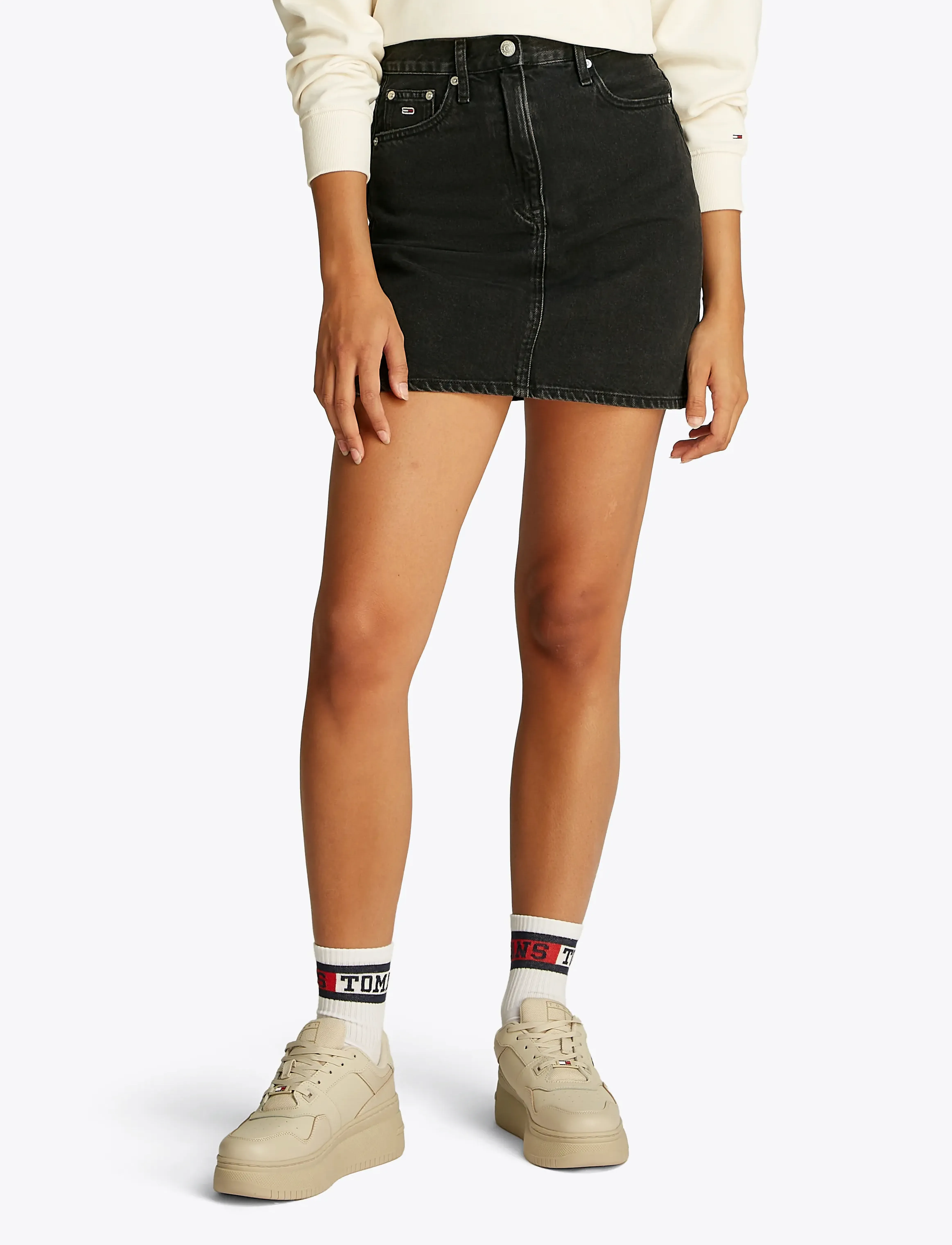 Tommy Jeans MOM SKIRT BI8080 - Korte nederdele - DENIM BLACK / black