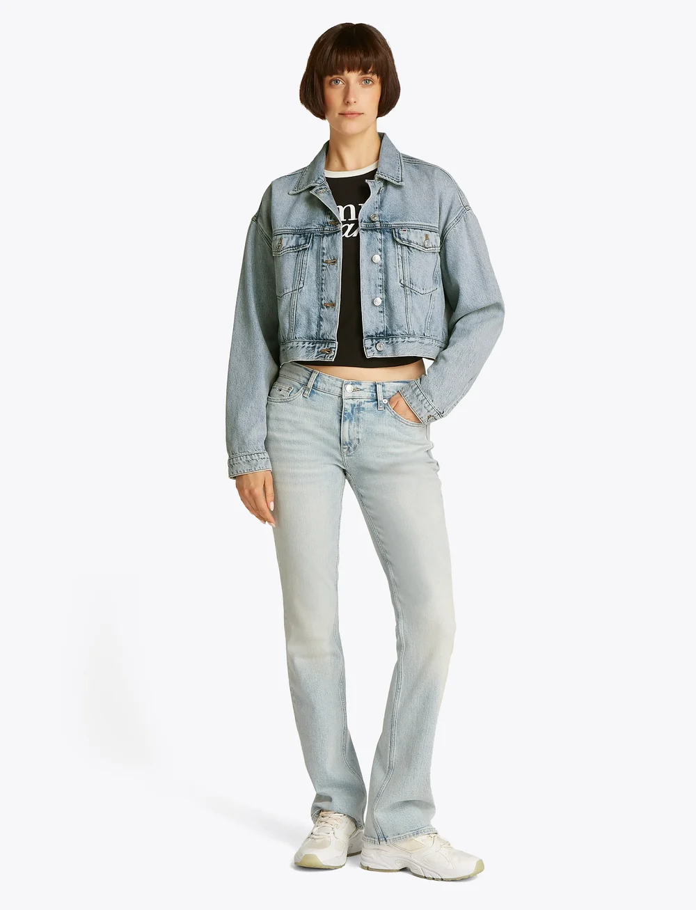 Tommy Jeans - OVSZ CROP TRUCKER JACKET BI6012 - jeansjackor - denim light - 4