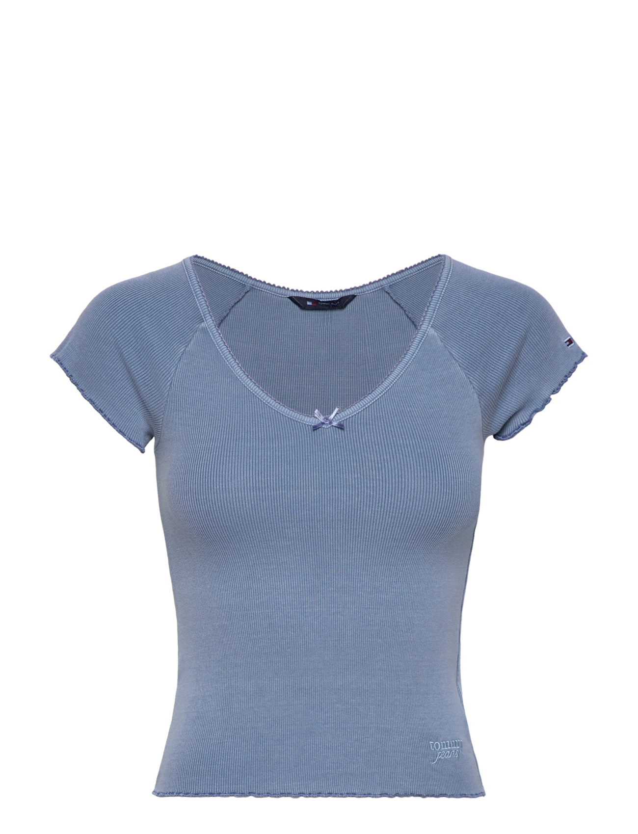 Tommy Jeans - TJW SLIM VNECK GMD RIB SS - colorado blue - 1