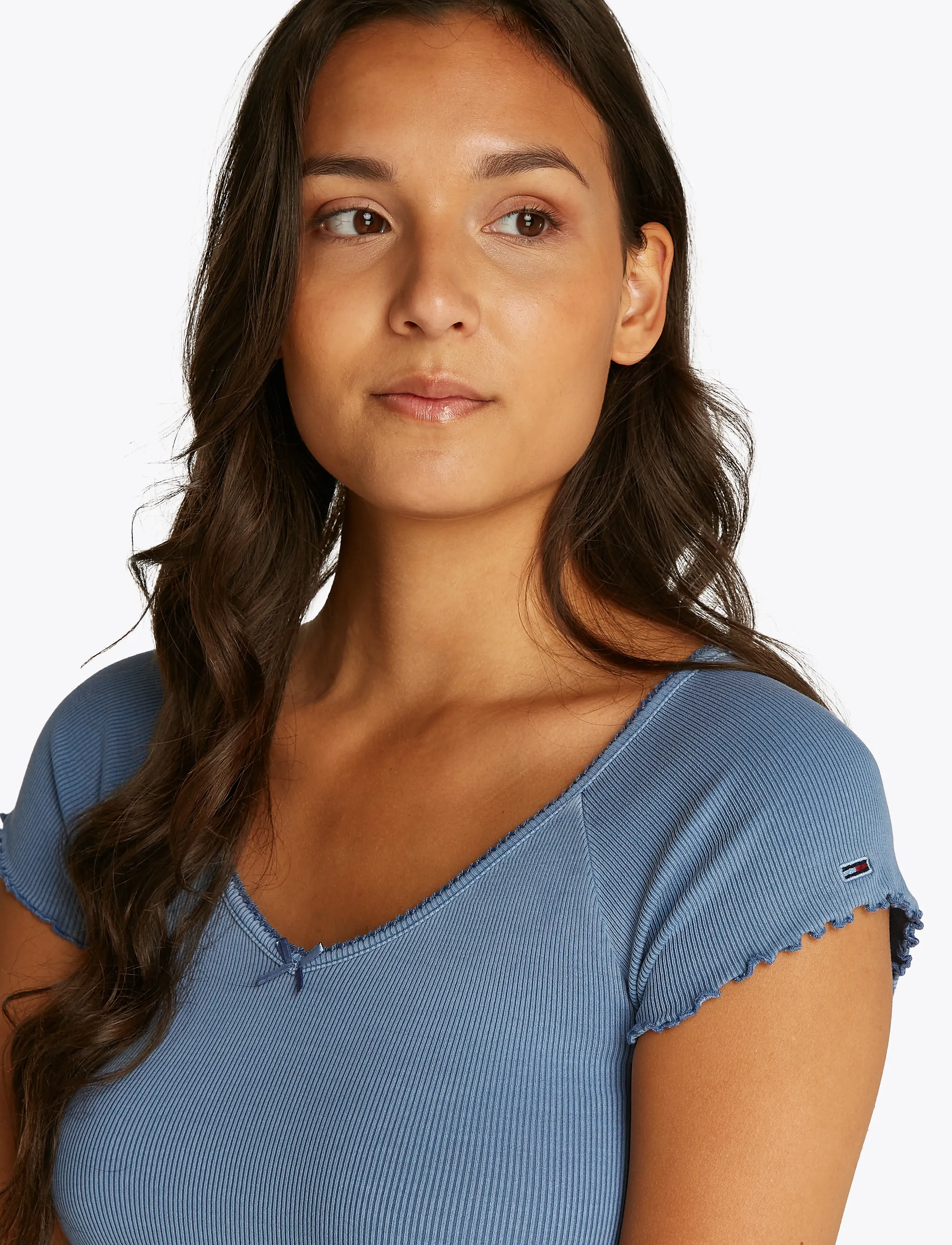 Tommy Jeans - TJW SLIM VNECK GMD RIB SS - colorado blue - 5