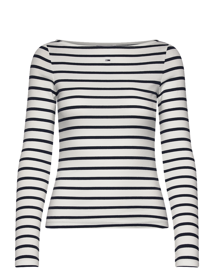 Tommy Jeans - TJW BOAT NECK TOP LS - ecru / navy stripe - 1